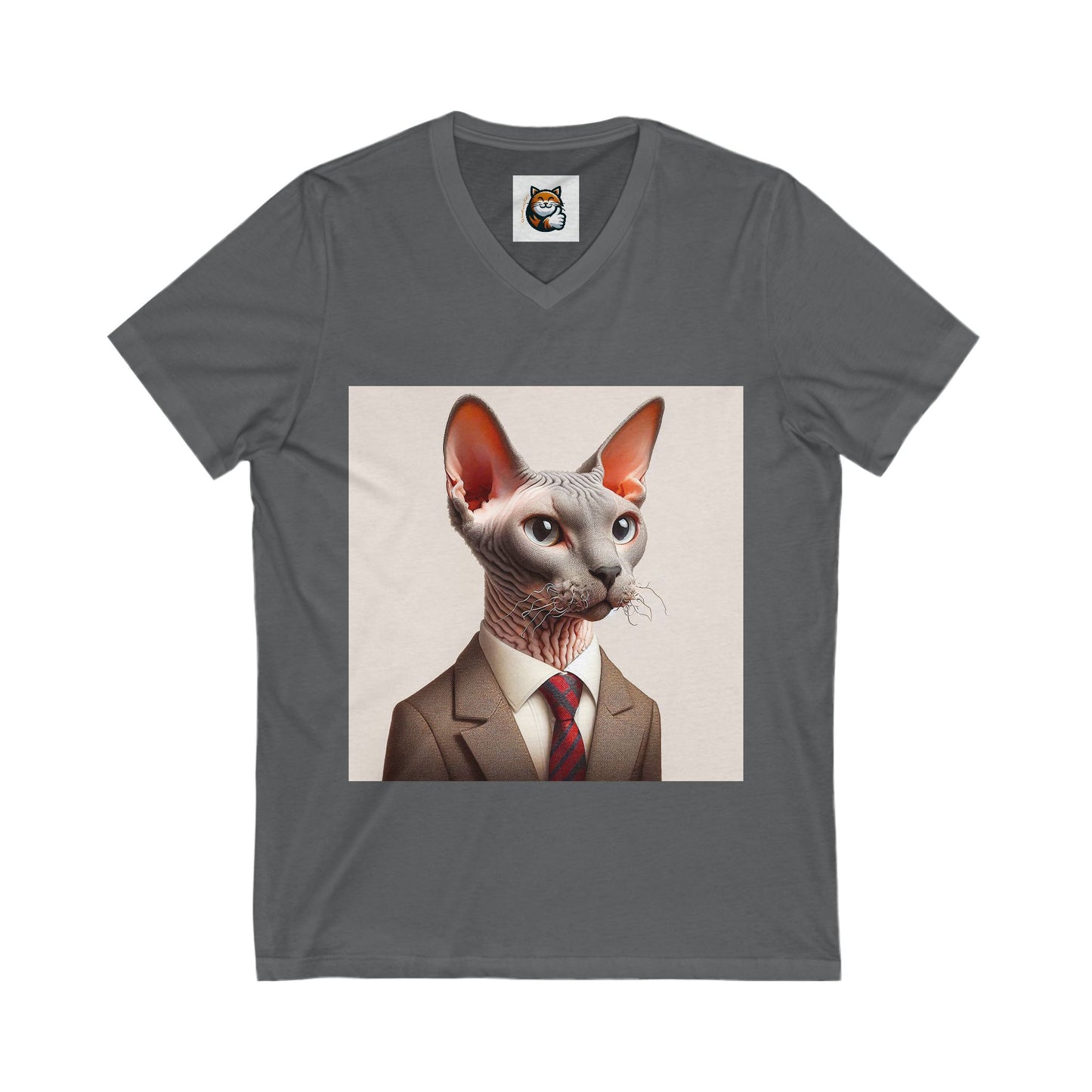Cornish Rex Cat Unisex Jersey Short Sleeve V-Neck Tee