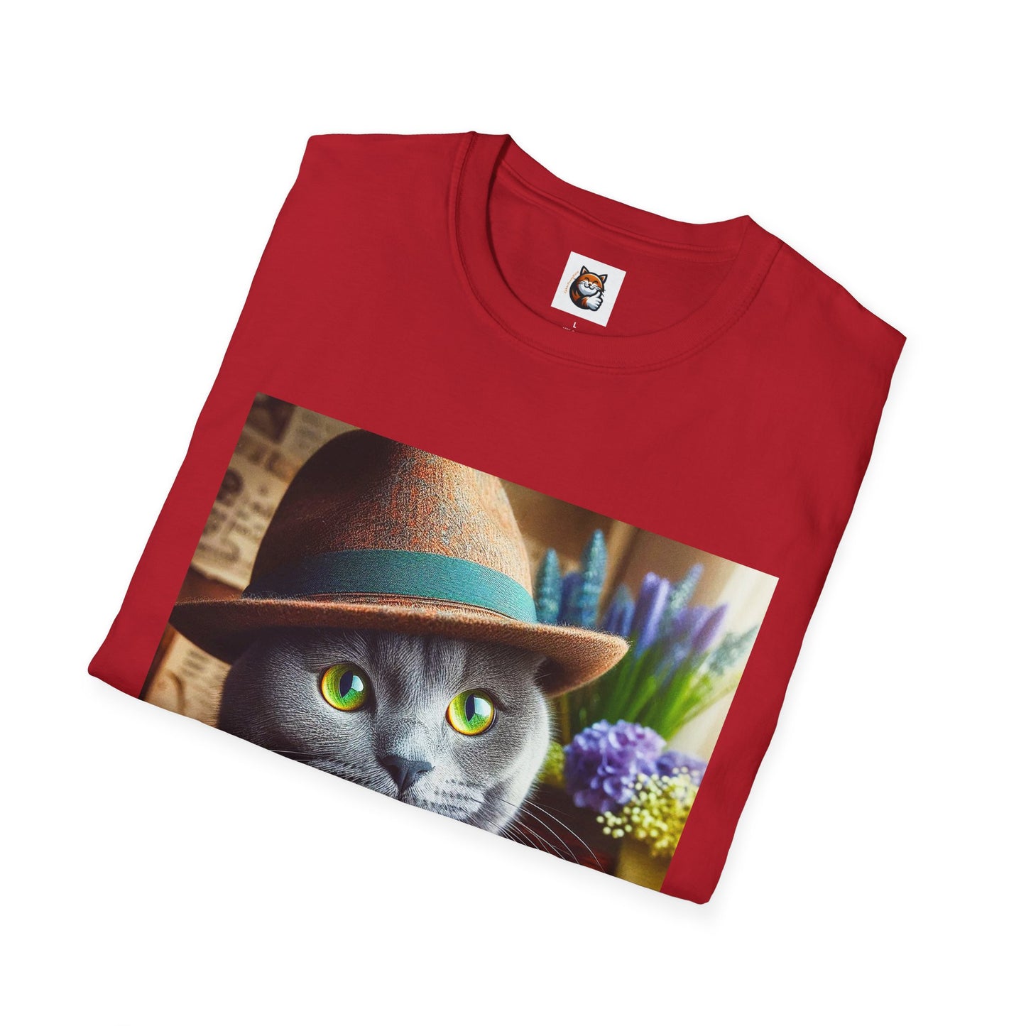 Russian Blue Cat hat and bow tie T-Shirt