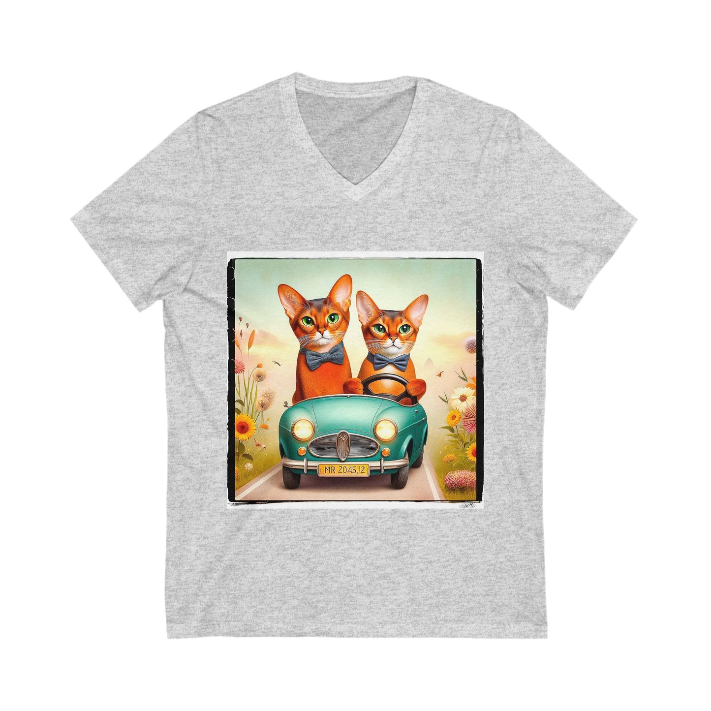 Wacky Abyssinian tiny car  Unisex Jersey Short Sleeve V-Neck Tee