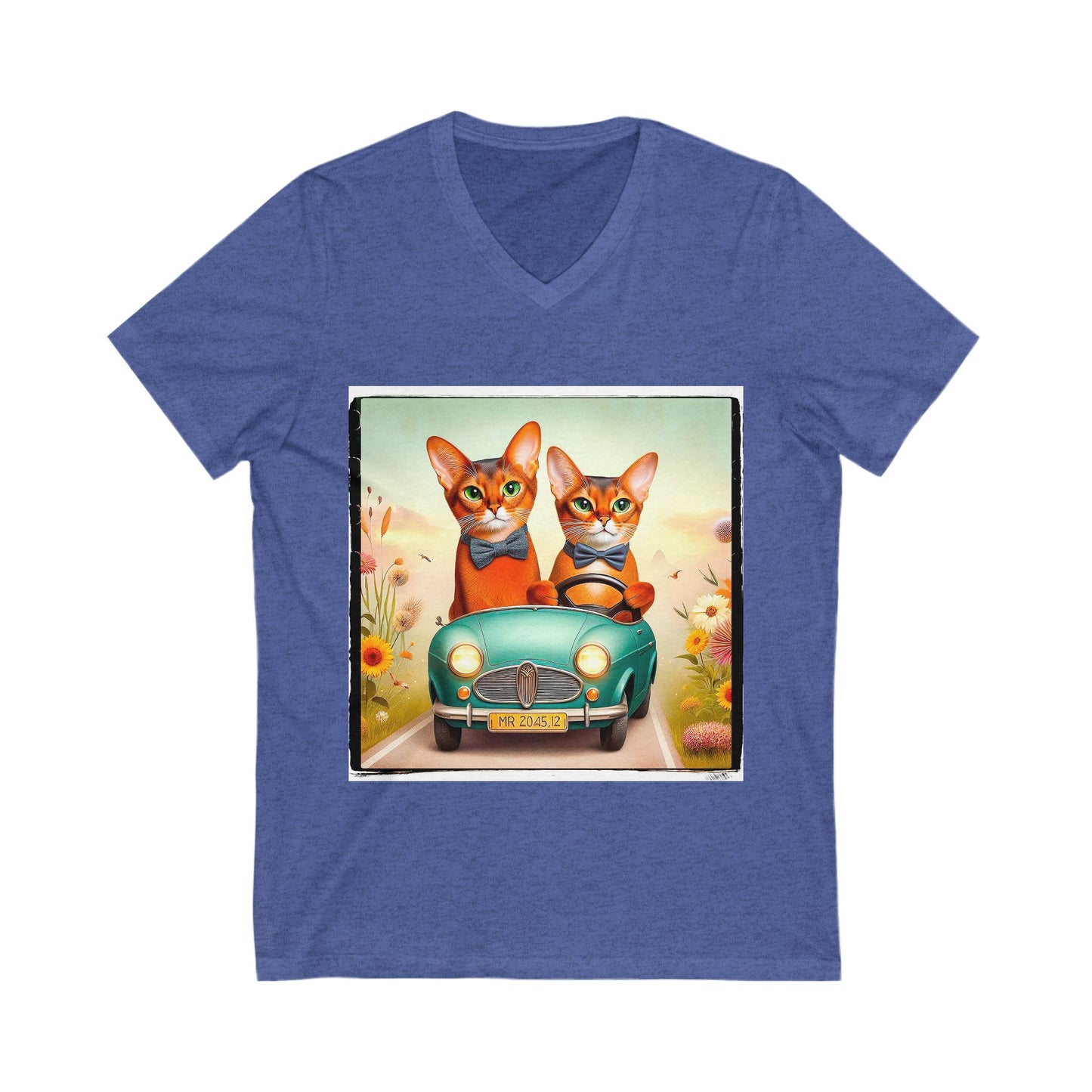 Wacky Abyssinian tiny car  Unisex Jersey Short Sleeve V-Neck Tee
