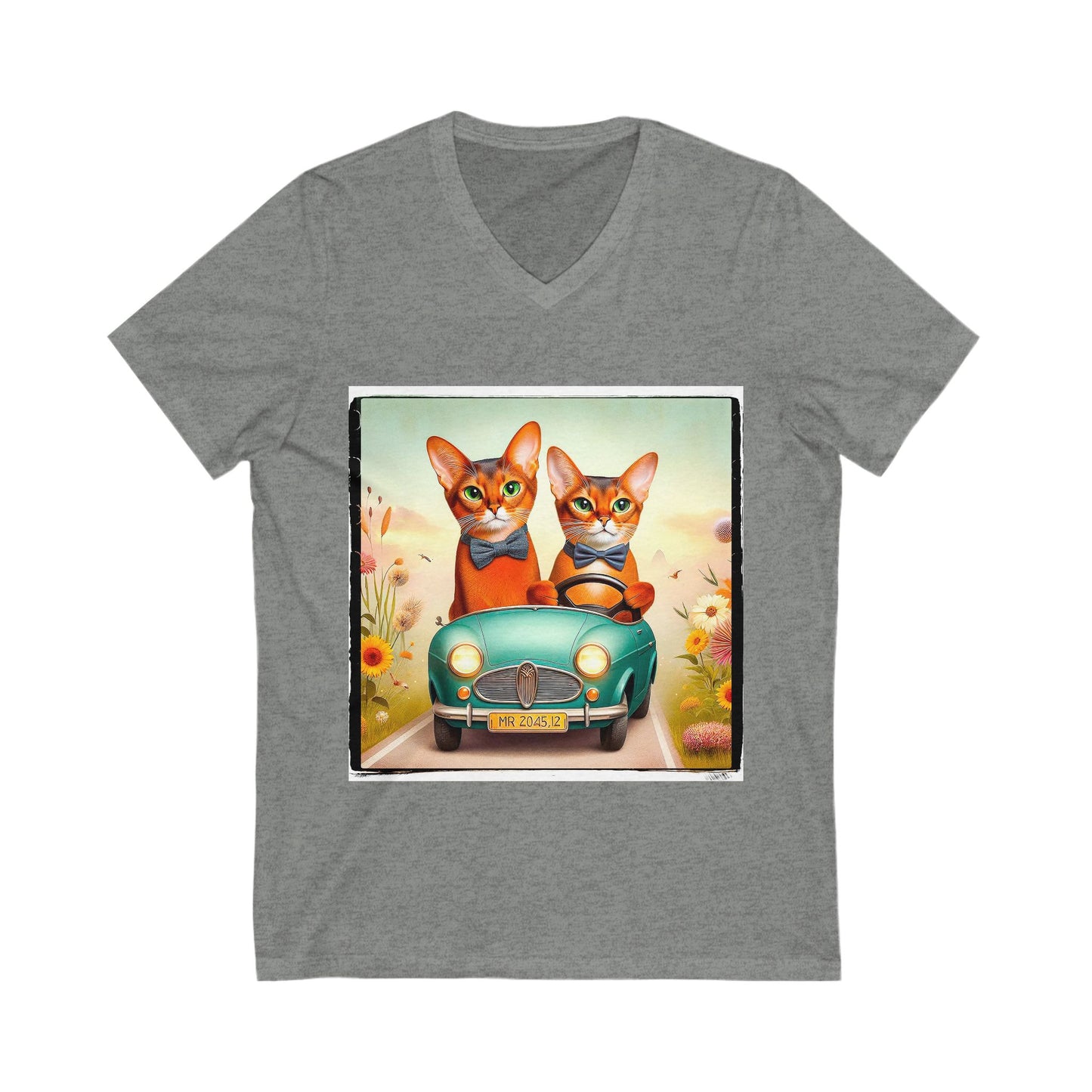 Wacky Abyssinian tiny car  Unisex Jersey Short Sleeve V-Neck Tee
