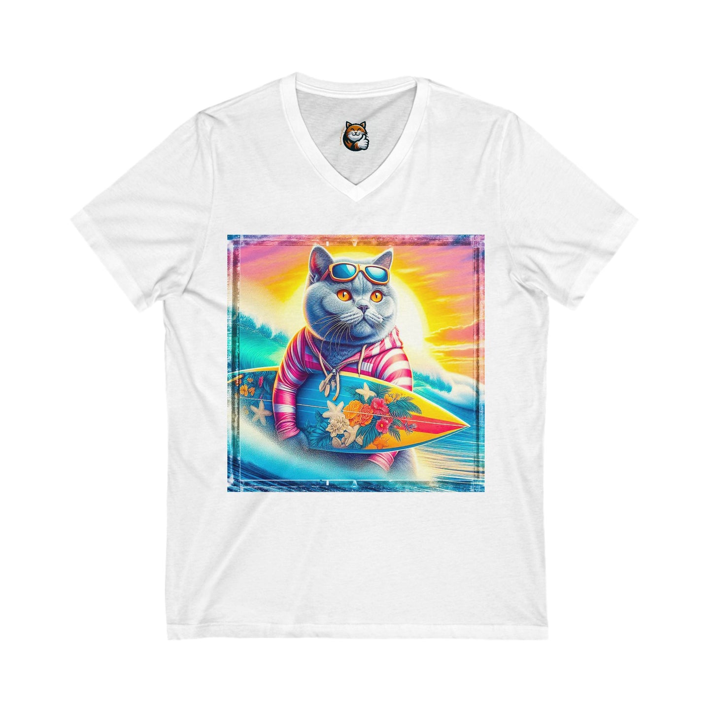 British Shorthair Unisex Jersey Short Sleeve V-Neck Tee