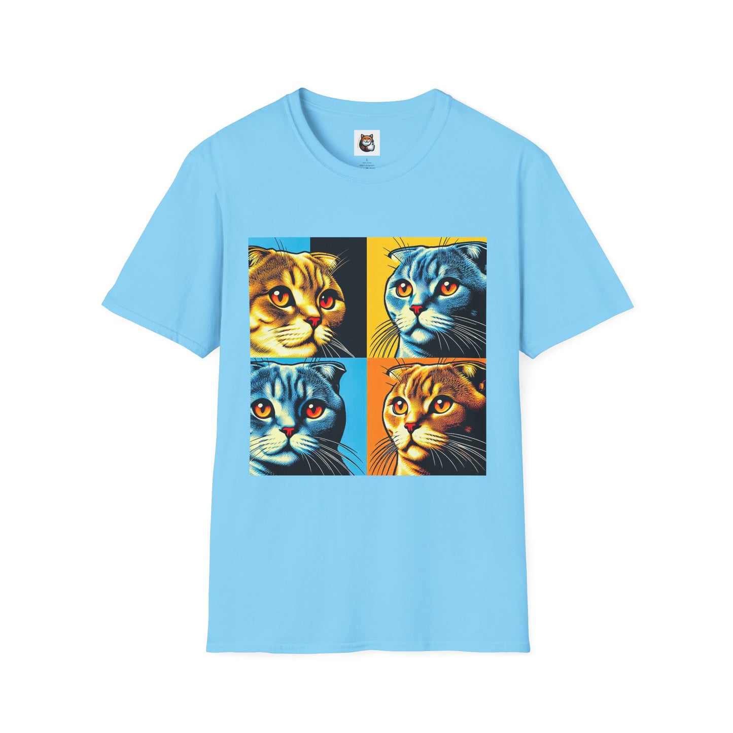 Scottish Fold Cat colorful squares  T-Shirt