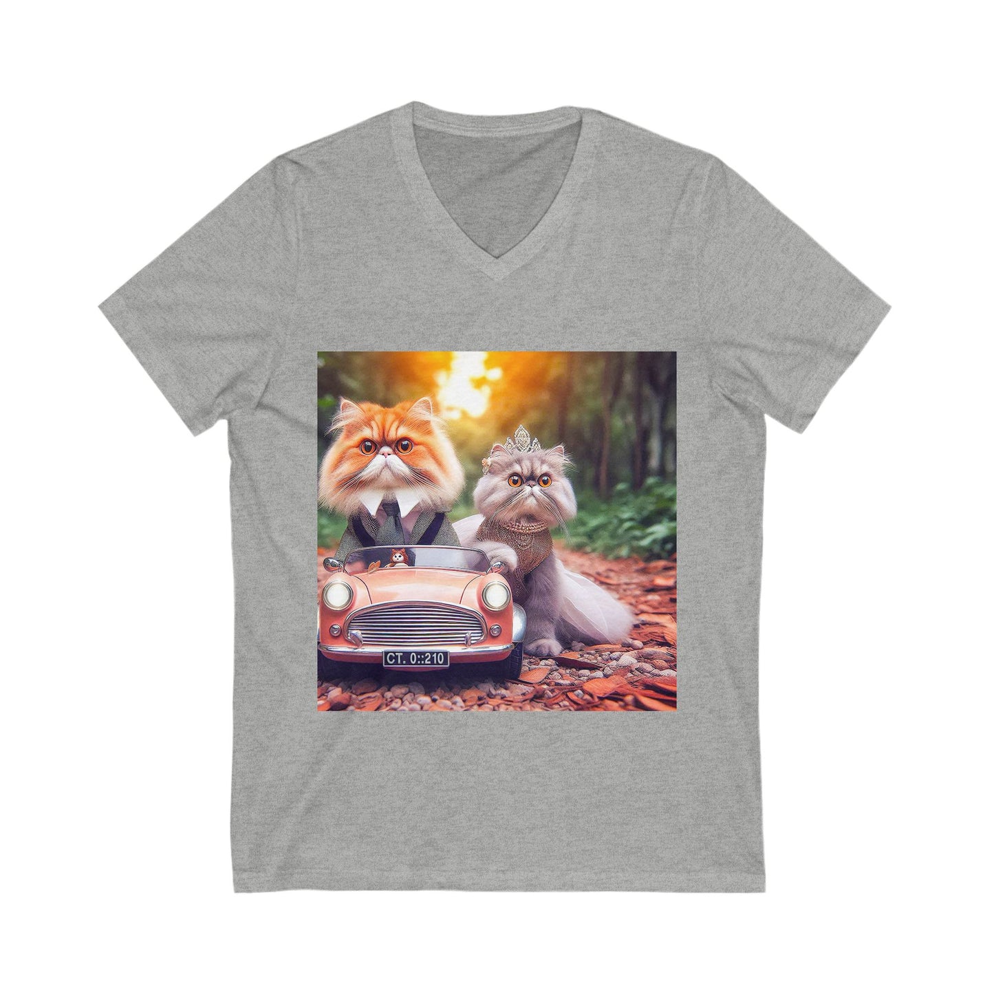 Wacky Persian Cat Unisex Jersey Short Sleeve V-Neck Tee