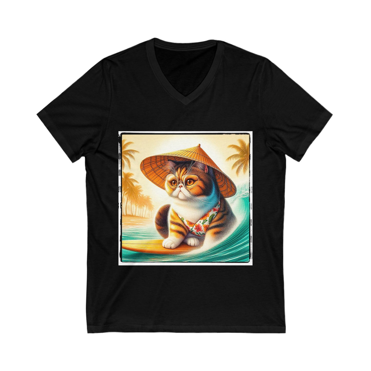 Exotic Shorthair Cat Unisex Jersey Short Sleeve V-Neck Tee