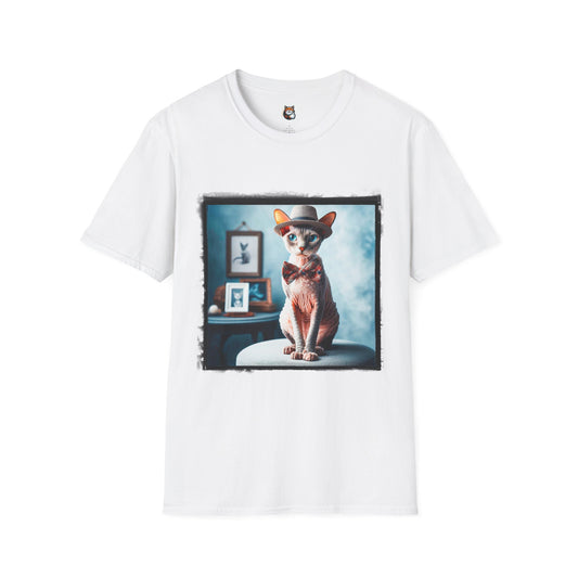 Cornish Rex Cat hat and bow tie Softstyle T-Shirt