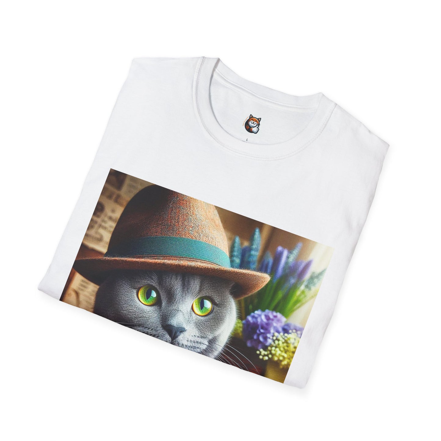 Russian Blue Cat hat and bow tie T-Shirt