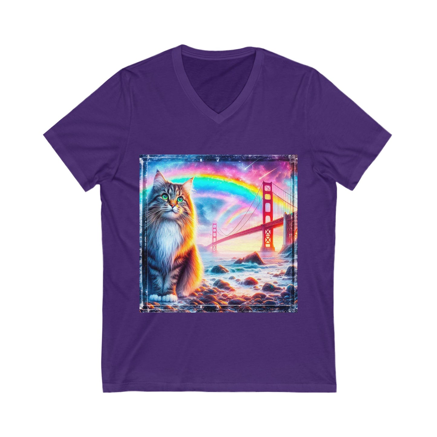 Norwegian Forest Cat Unisex Jersey Short Sleeve V-Neck Tee