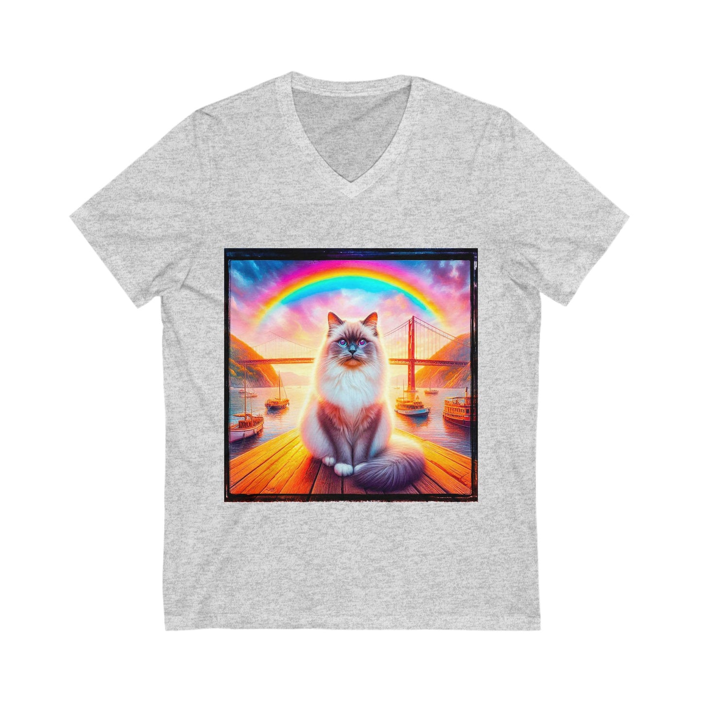 Birman bridge Jersey Short Sleeve V-Neck Tee