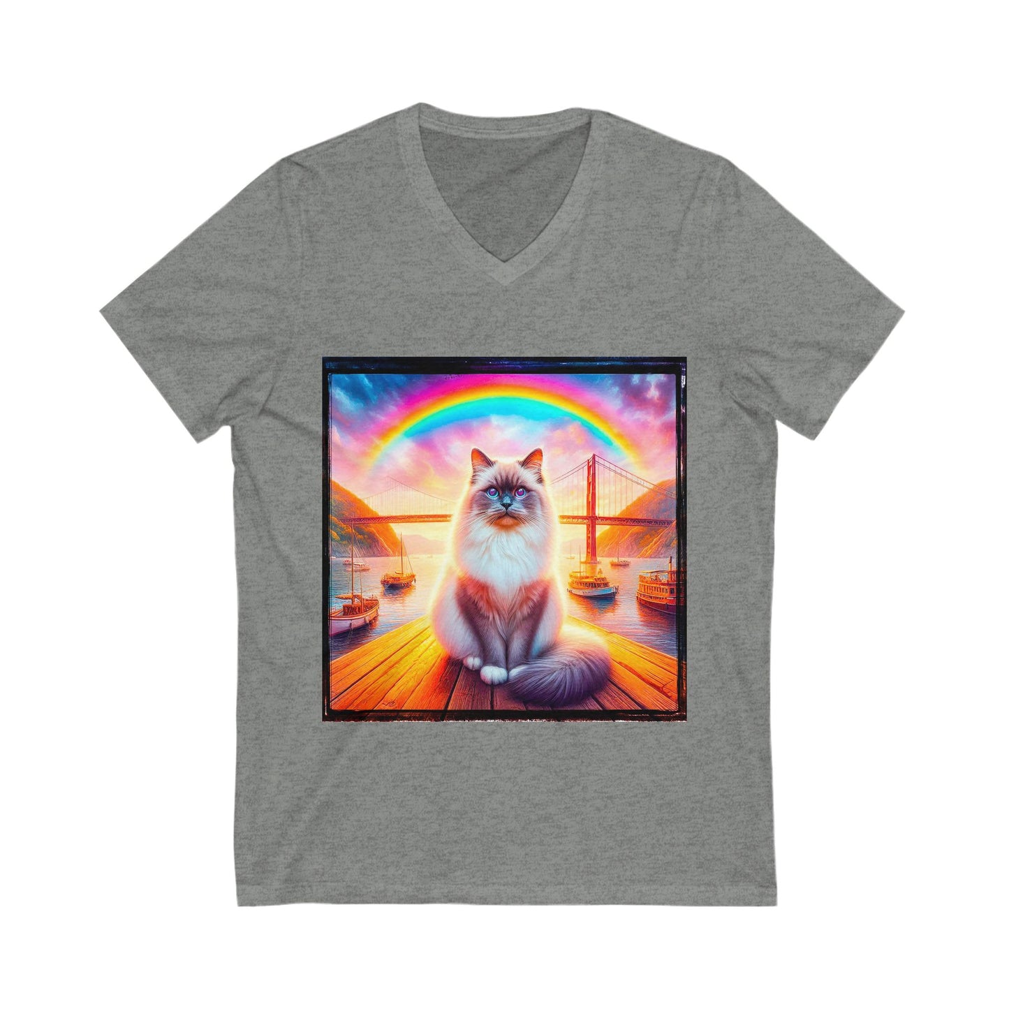 Birman bridge Jersey Short Sleeve V-Neck Tee