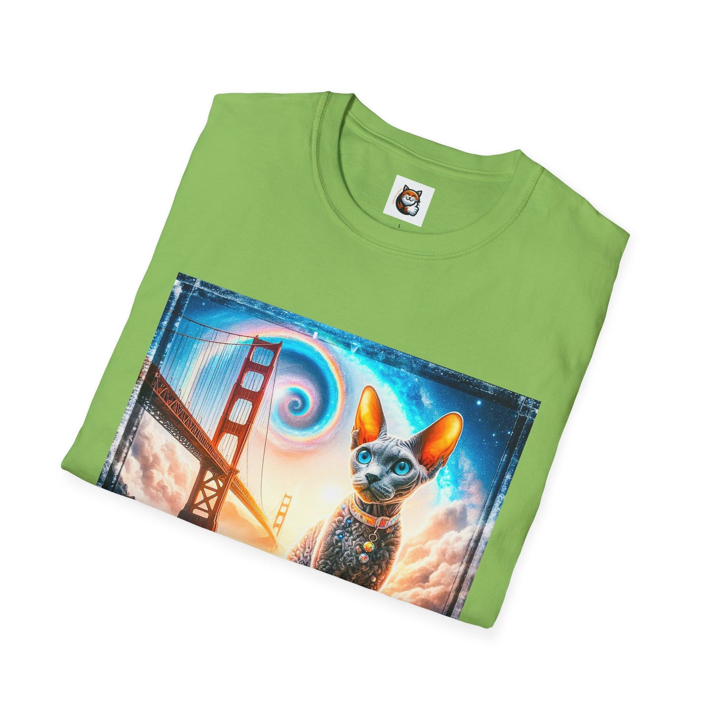 Devon Rex Unisex rainbow bridge Softstyle T-Shirt