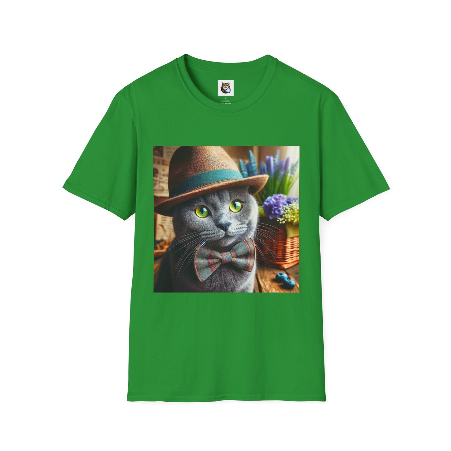 Russian Blue Cat hat and bow tie T-Shirt
