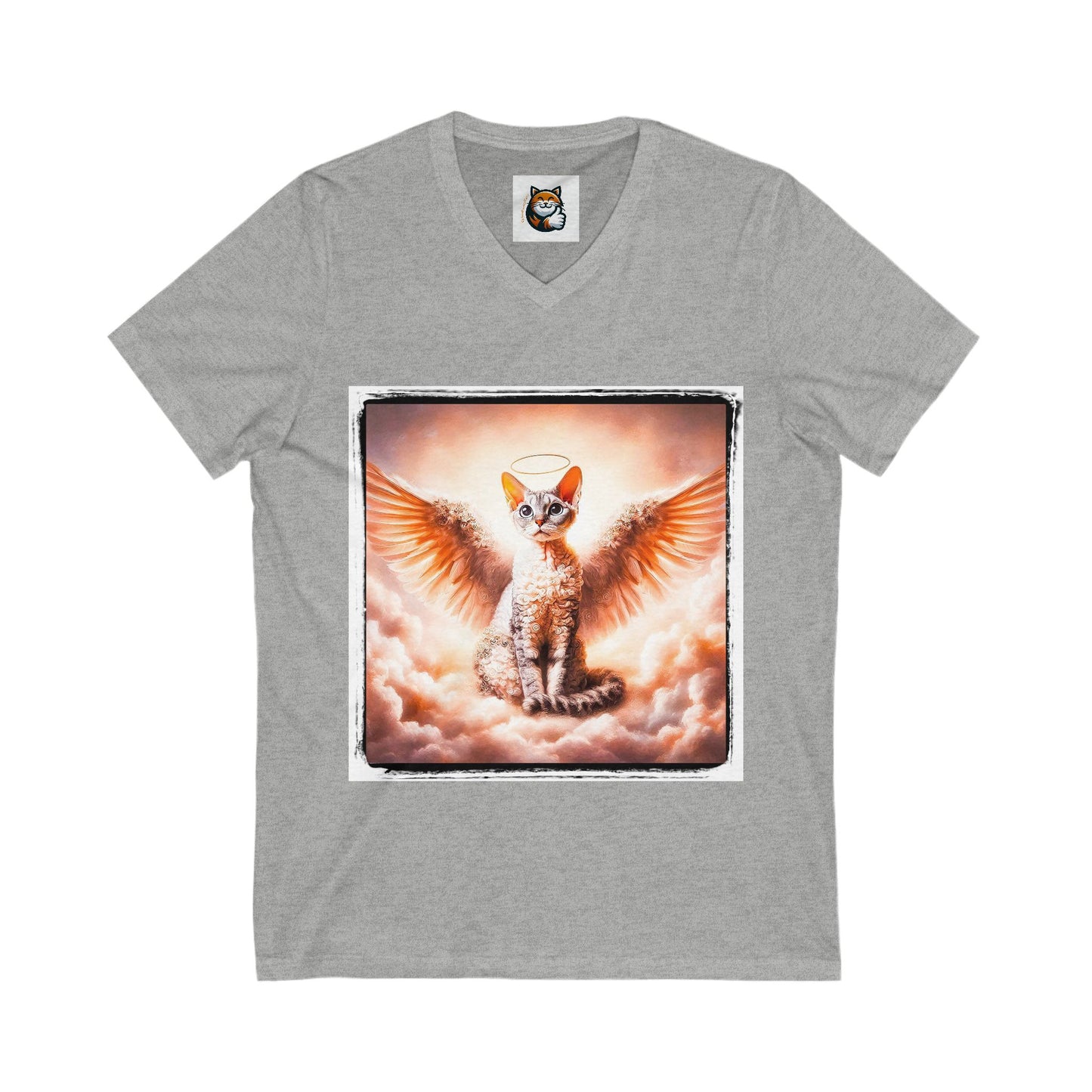Devon Rex heaven Unisex Jersey Short Sleeve V-Neck Tee