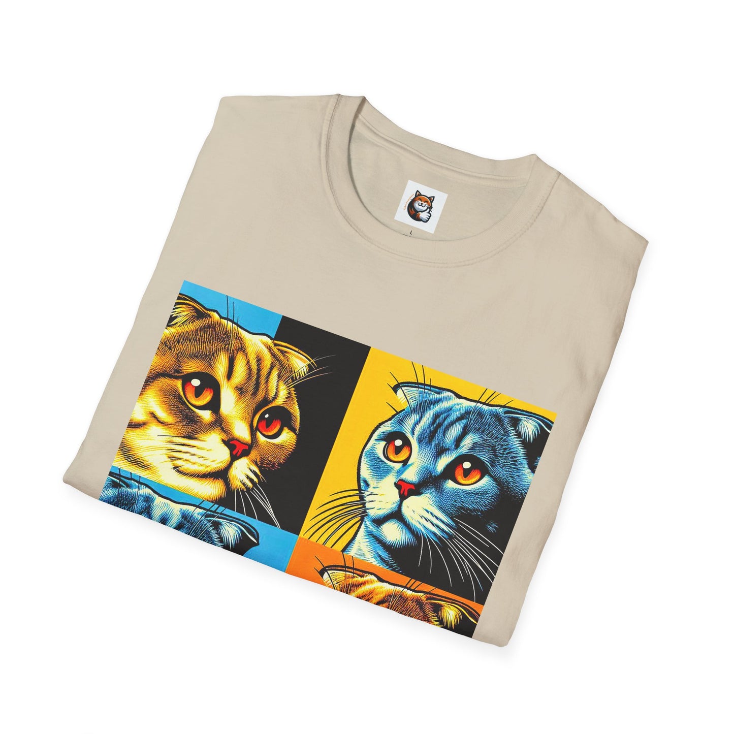 Scottish Fold Cat colorful squares  T-Shirt