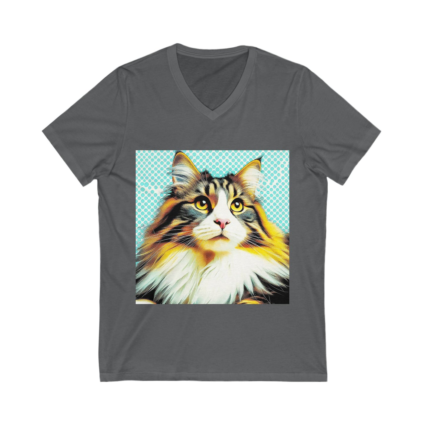Norwegian Forest Cat fluffy baby  Short Sleeve V-Neck Tee