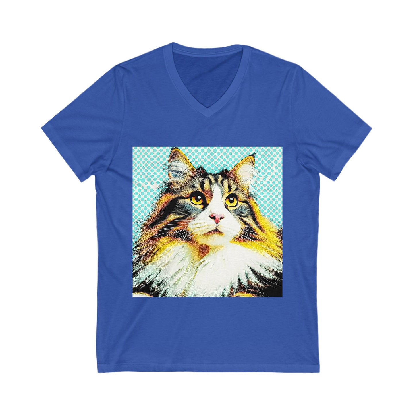 Norwegian Forest Cat fluffy baby  Short Sleeve V-Neck Tee