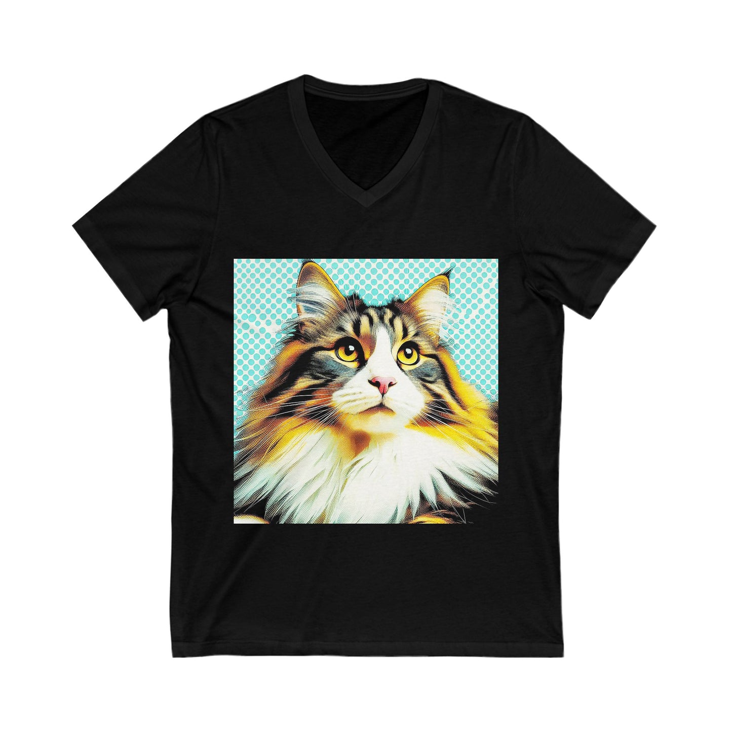 Norwegian Forest Cat fluffy baby  Short Sleeve V-Neck Tee