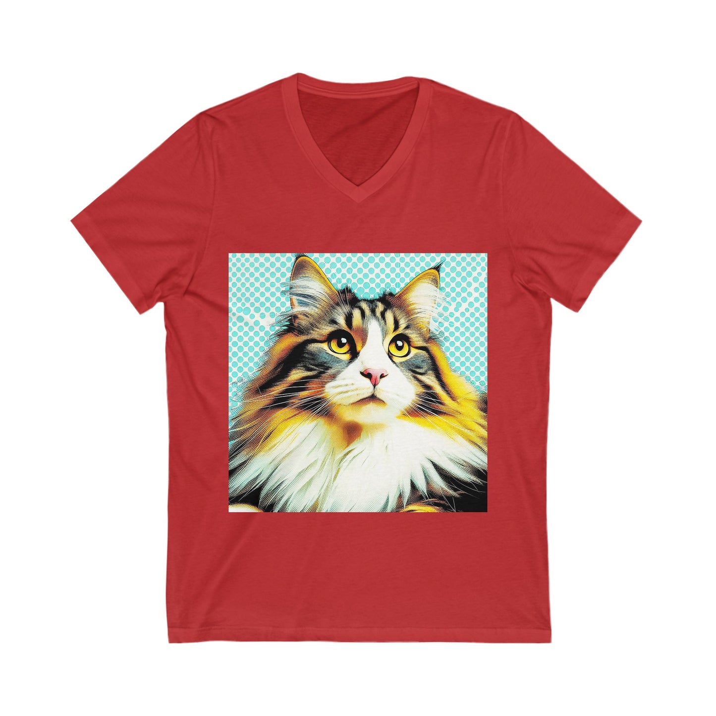 Norwegian Forest Cat fluffy baby  Short Sleeve V-Neck Tee
