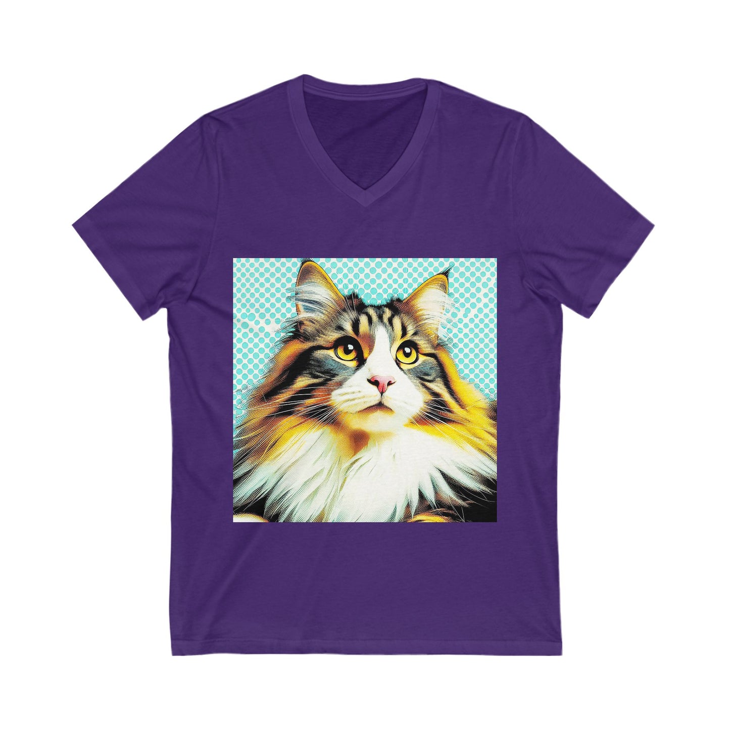 Norwegian Forest Cat fluffy baby  Short Sleeve V-Neck Tee