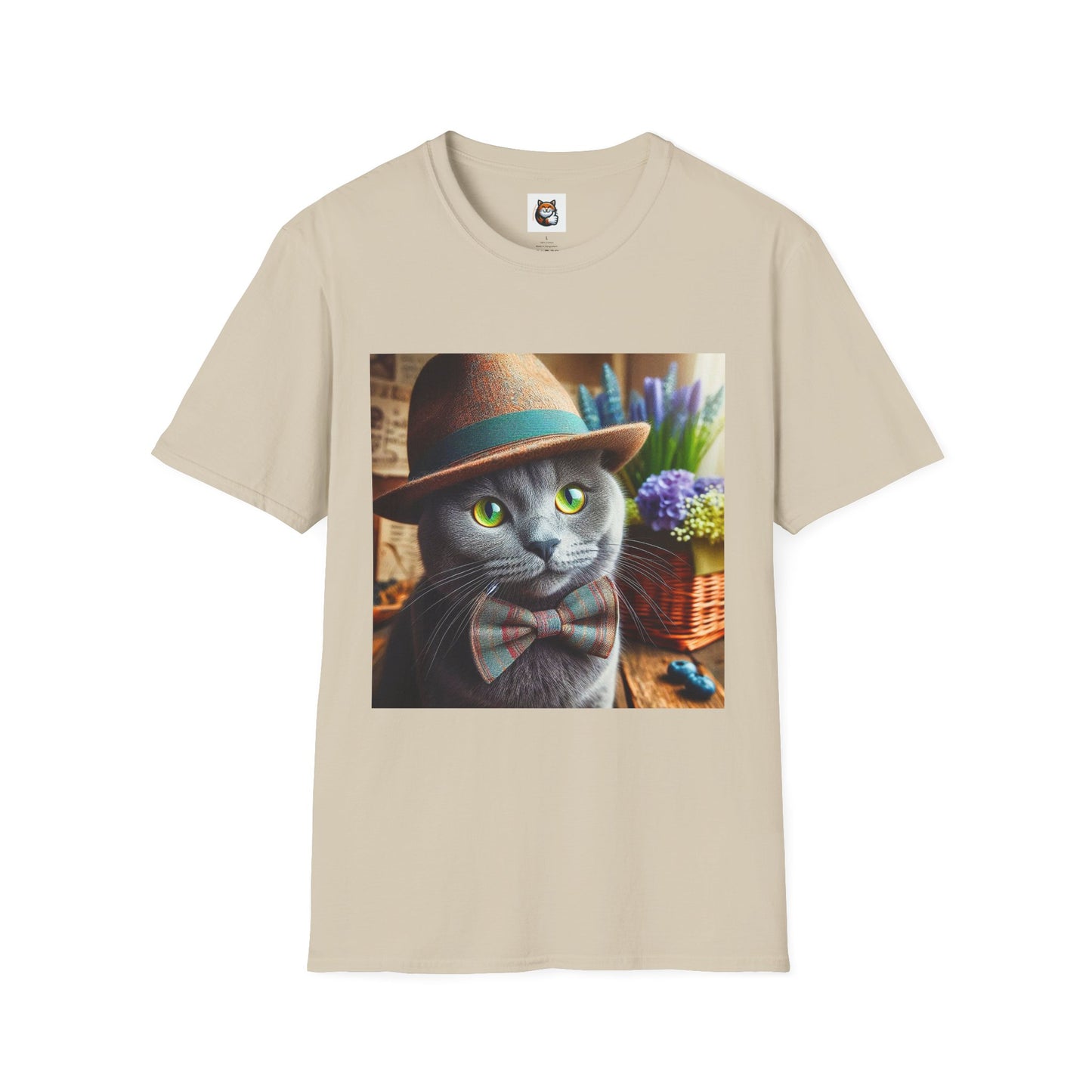 Russian Blue Cat hat and bow tie T-Shirt