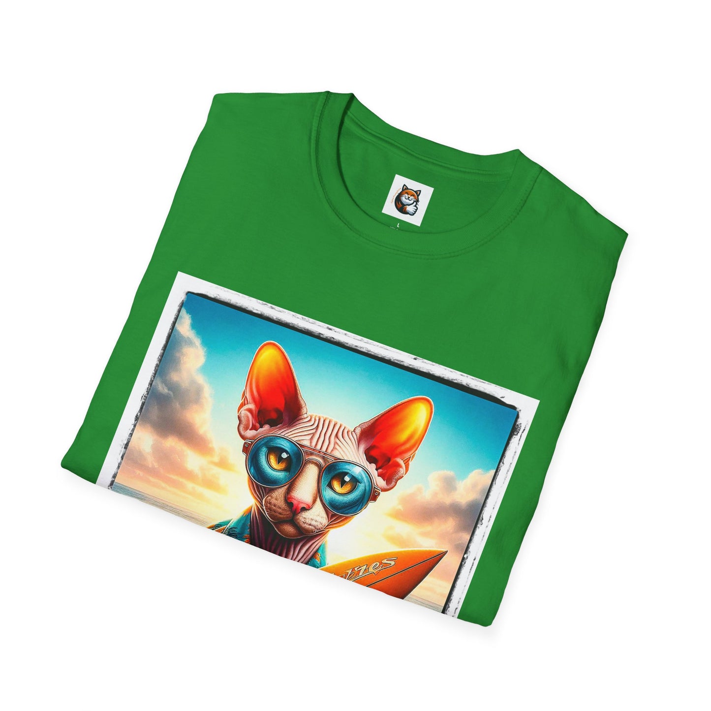 Cornish Rex Cat beach surfer  T-Shirt