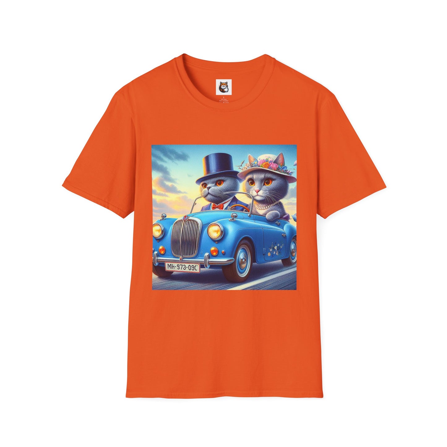 Russian Blue Cat driving couple  T-Shirt