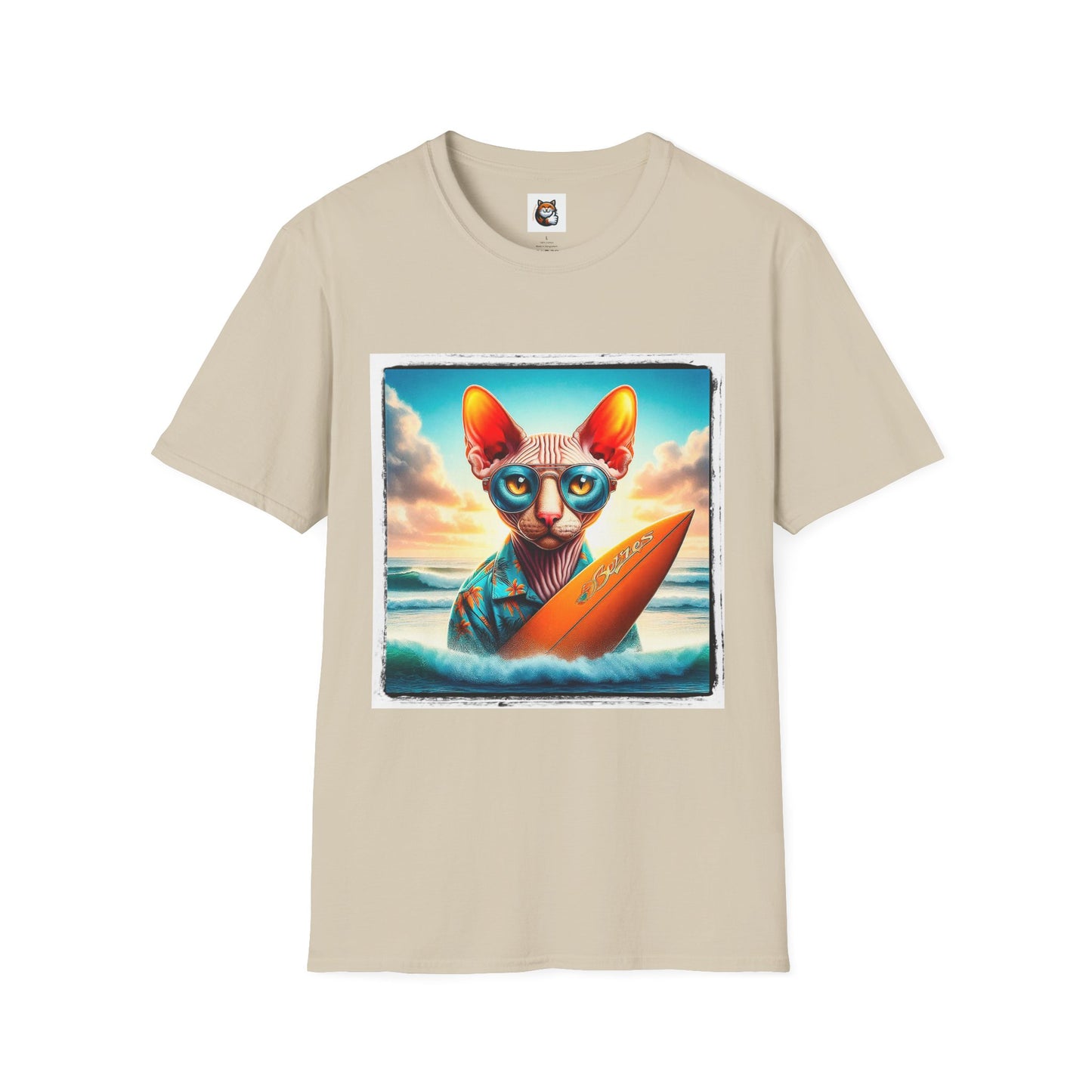 Cornish Rex Cat beach surfer  T-Shirt