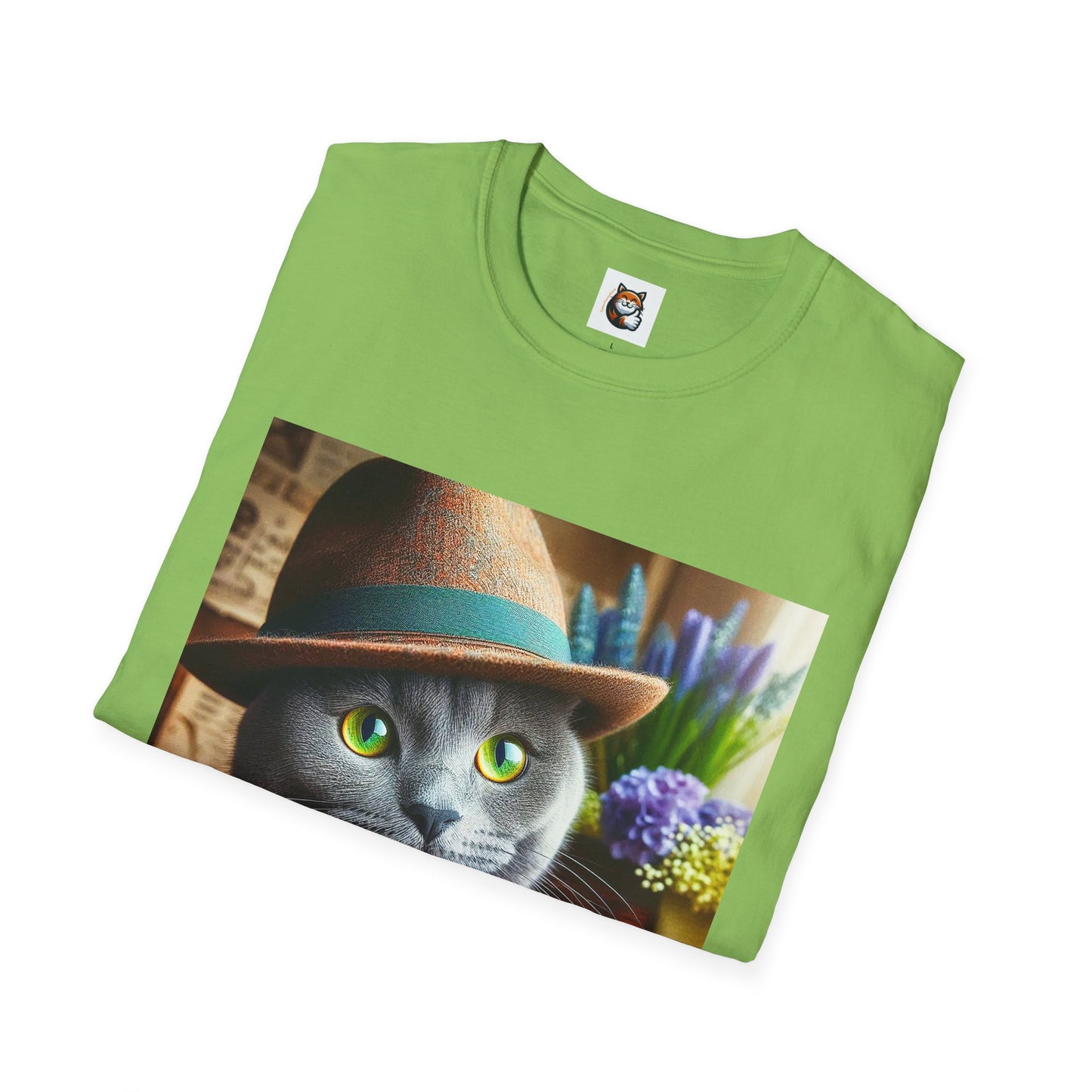 Russian Blue Cat hat and bow tie T-Shirt