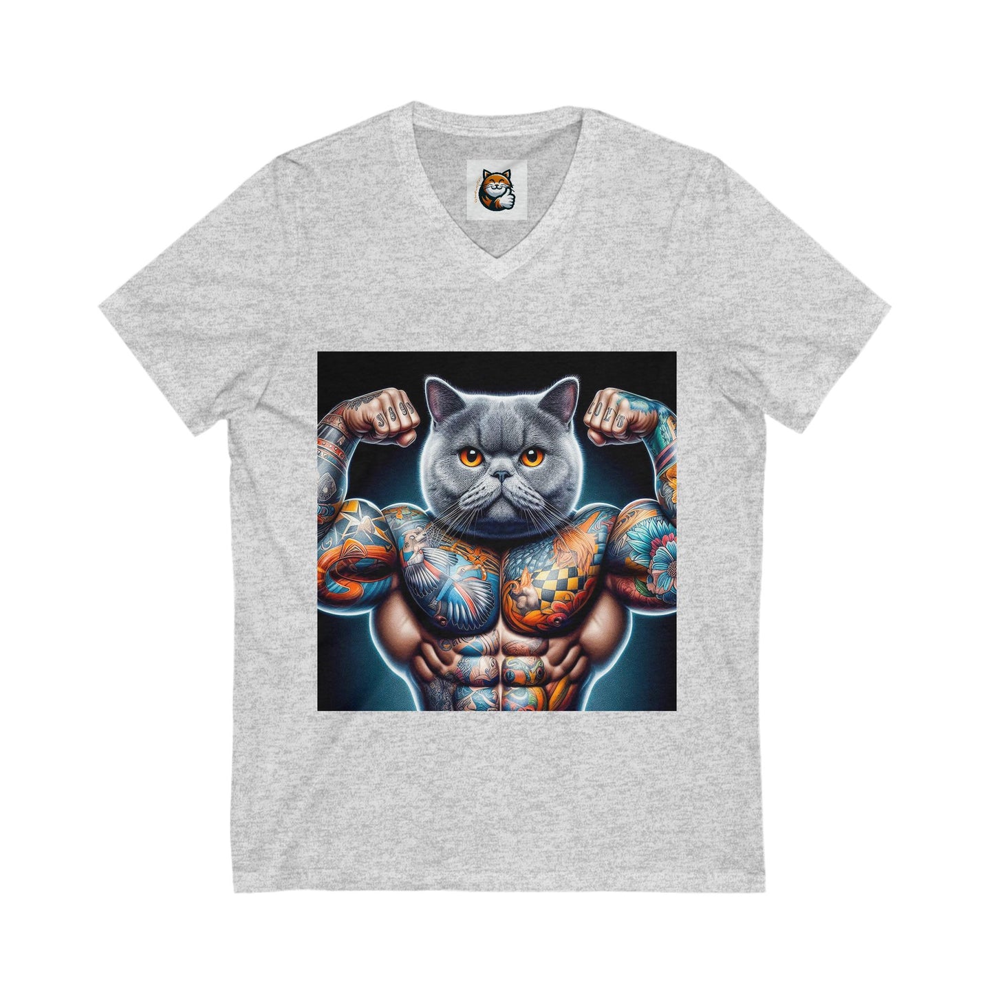 British Shorthair muscles  Jersey Short Sleeve V-Neck Tee