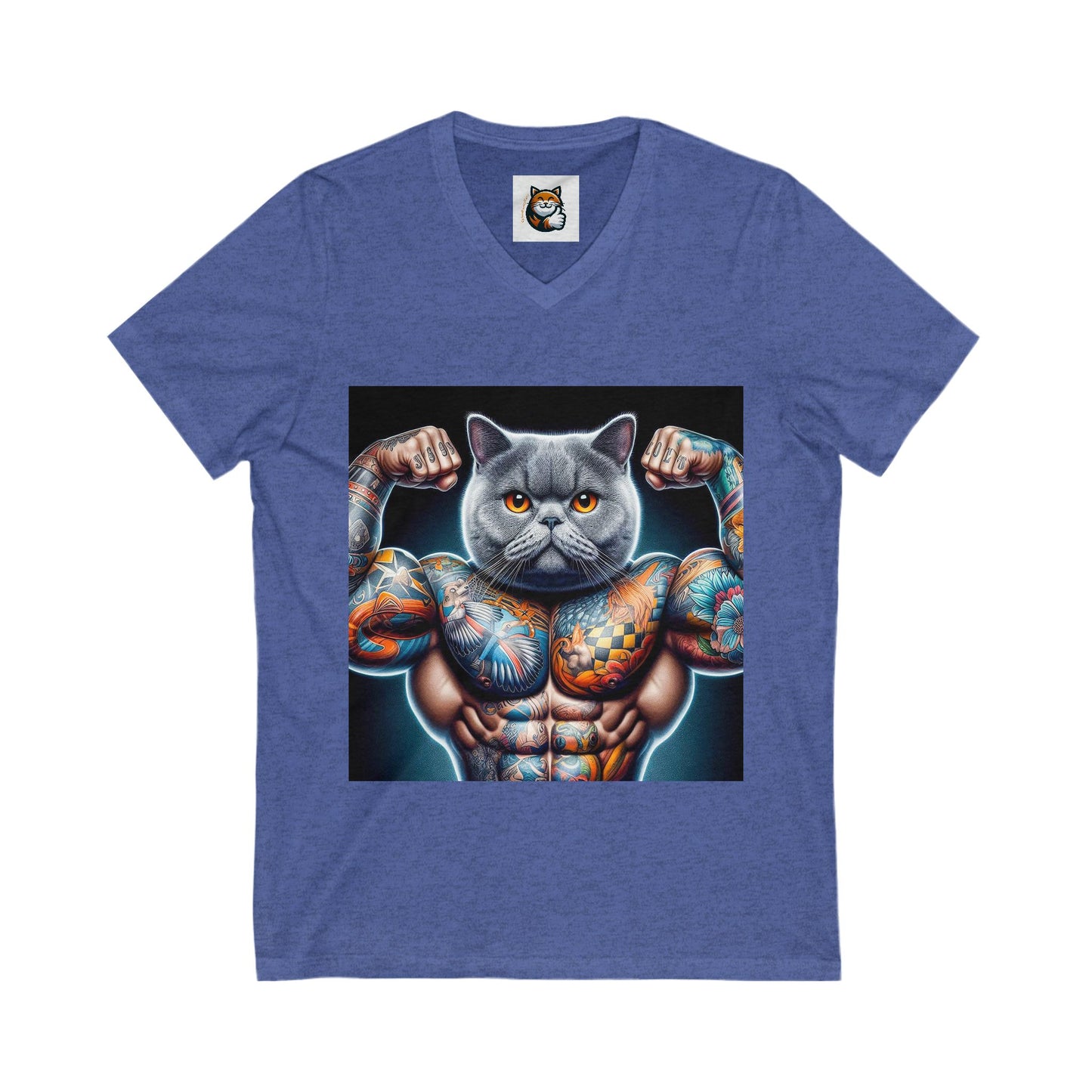British Shorthair muscles  Jersey Short Sleeve V-Neck Tee