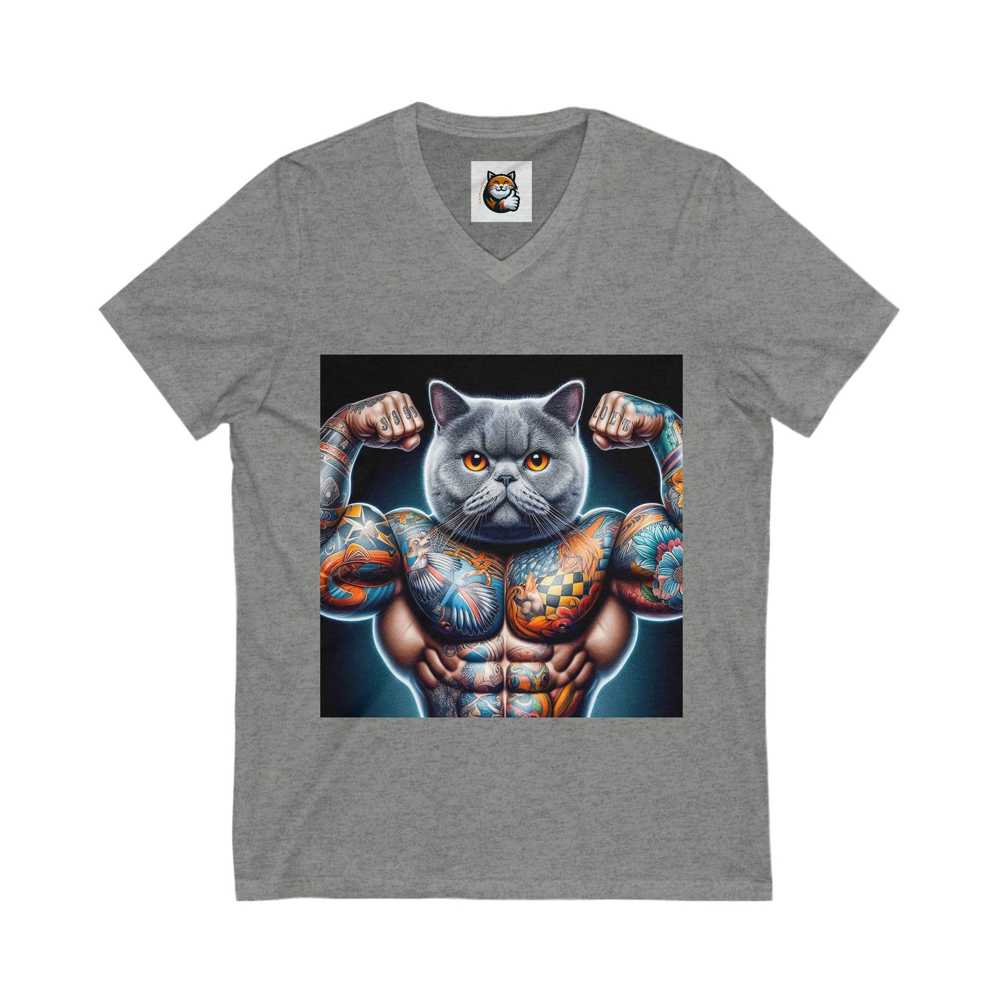 British Shorthair muscles  Jersey Short Sleeve V-Neck Tee