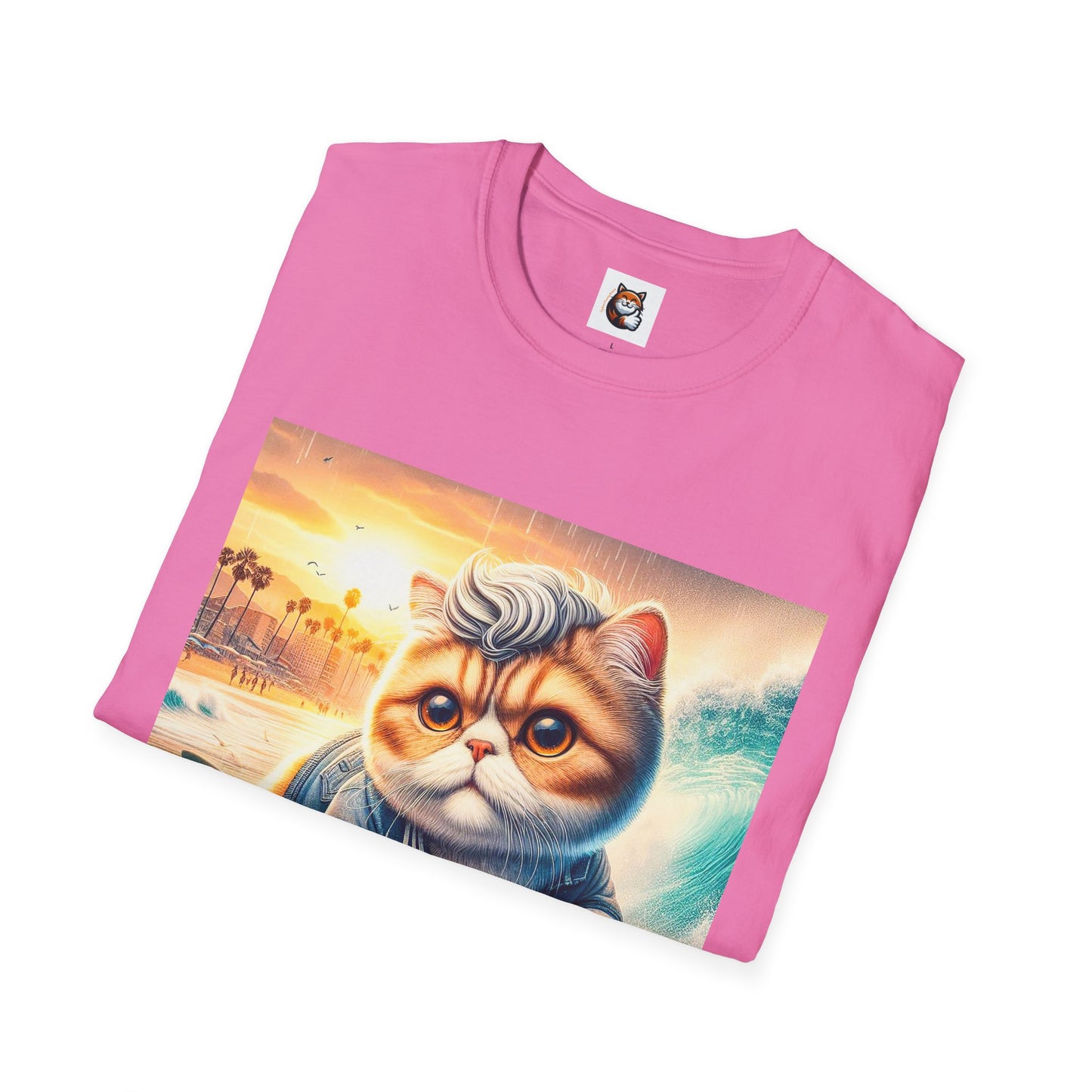 Selkirk Rex Cat T-Shirt -handsome surfer