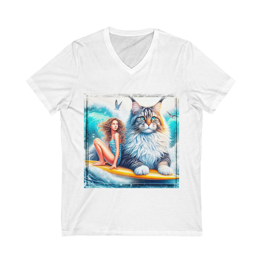 Maine Coon Unisex Jersey Short Sleeve V-Neck Tee