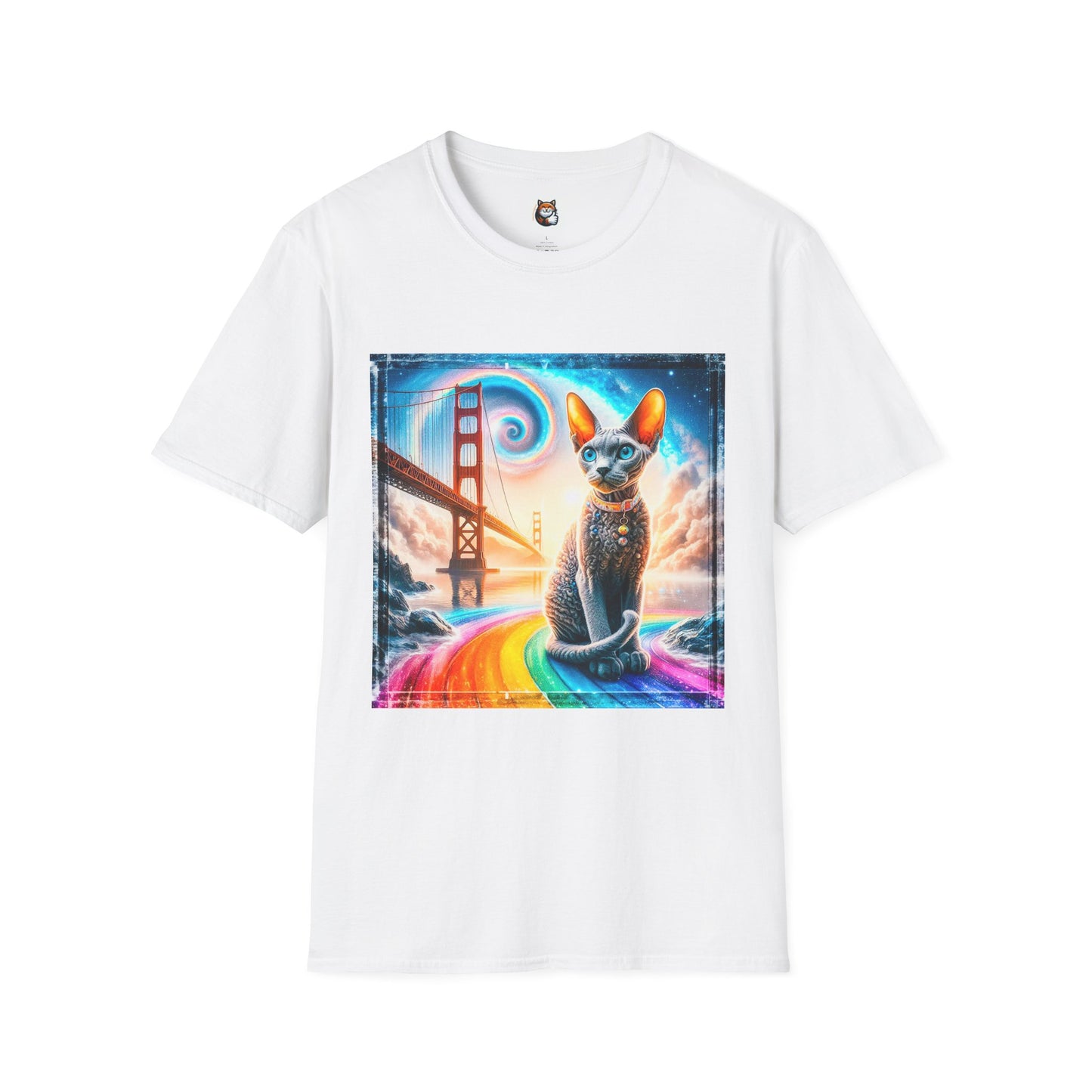 Devon Rex Unisex rainbow bridge Softstyle T-Shirt
