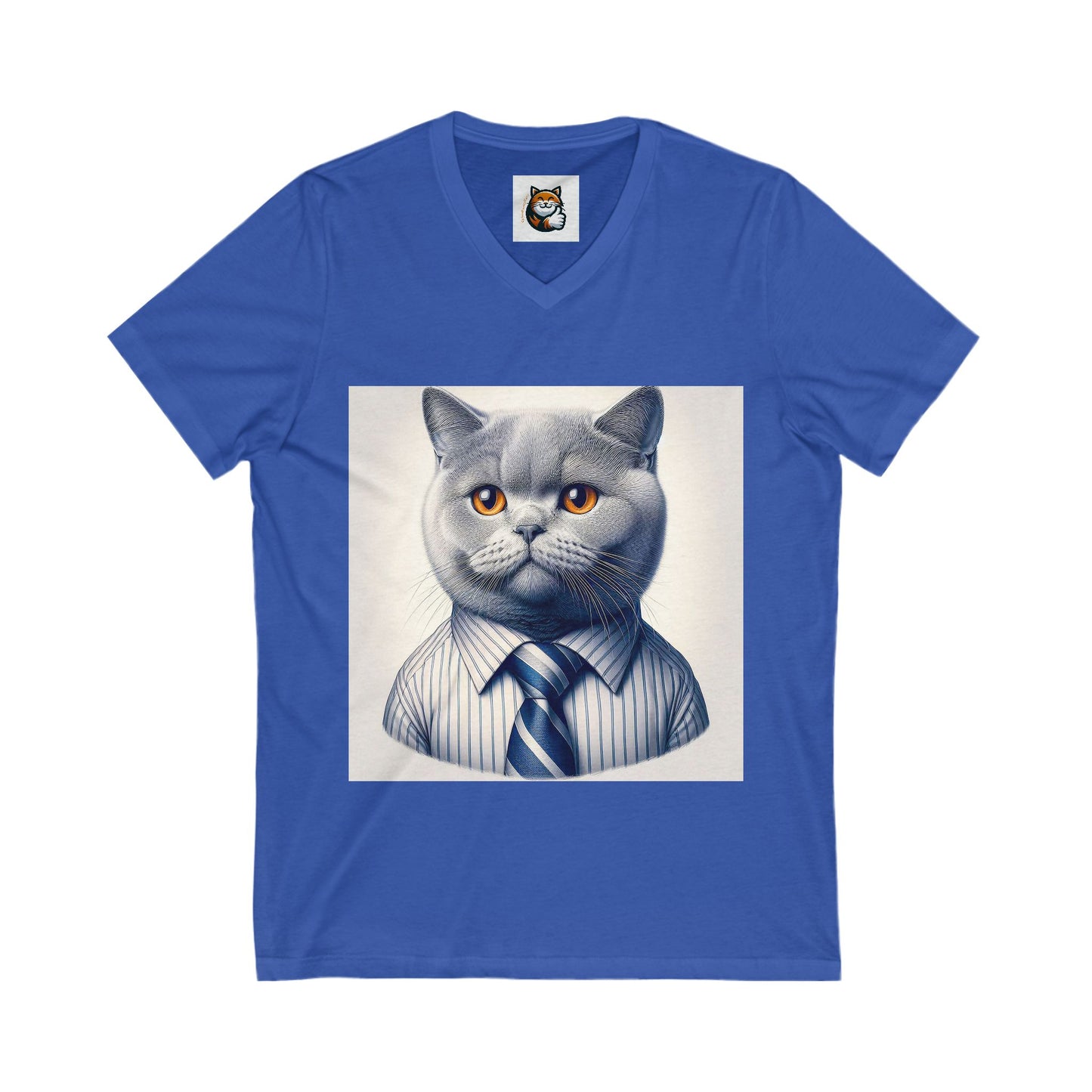 British Shorthair business professional  Unisex Jersey Short Sleeve V-Neck Tee