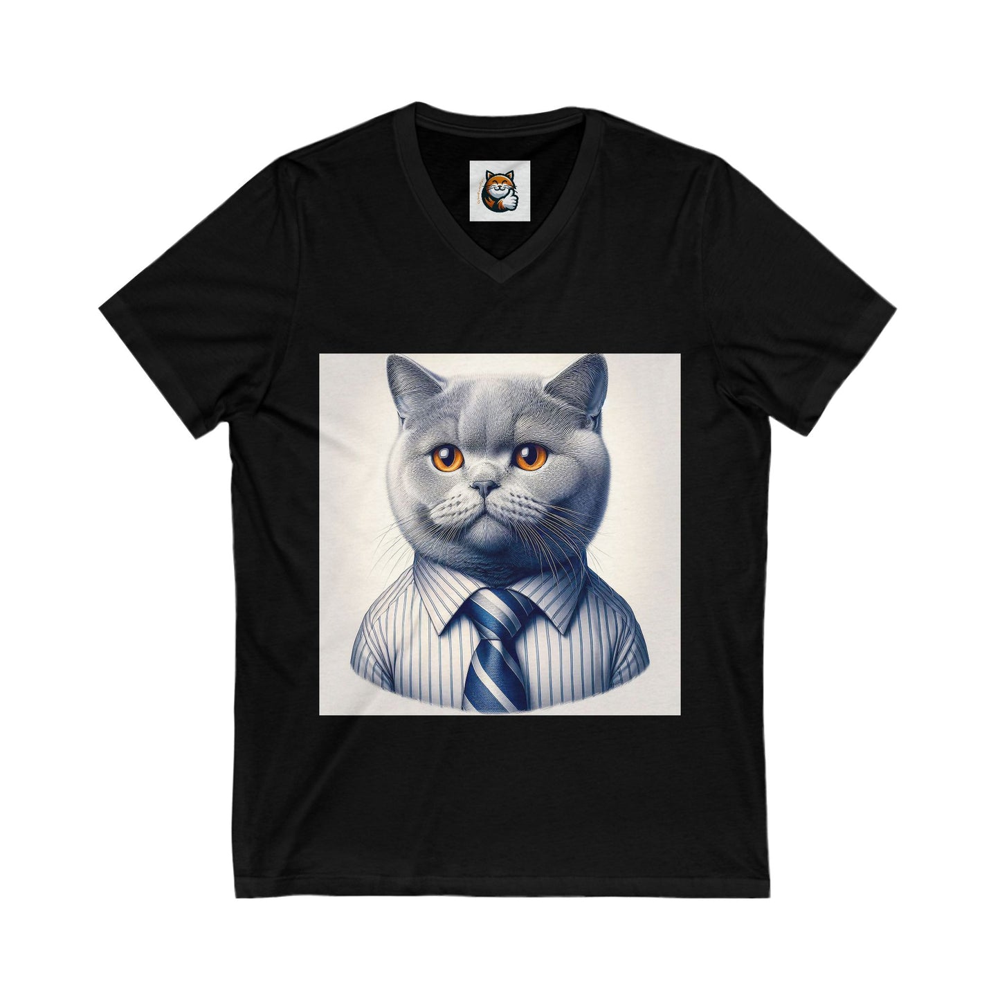 British Shorthair business professional  Unisex Jersey Short Sleeve V-Neck Tee