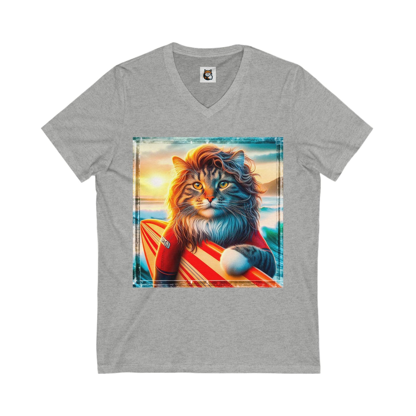 Norwegian Forest Cat Unisex Jersey Short Sleeve V-Neck Tee