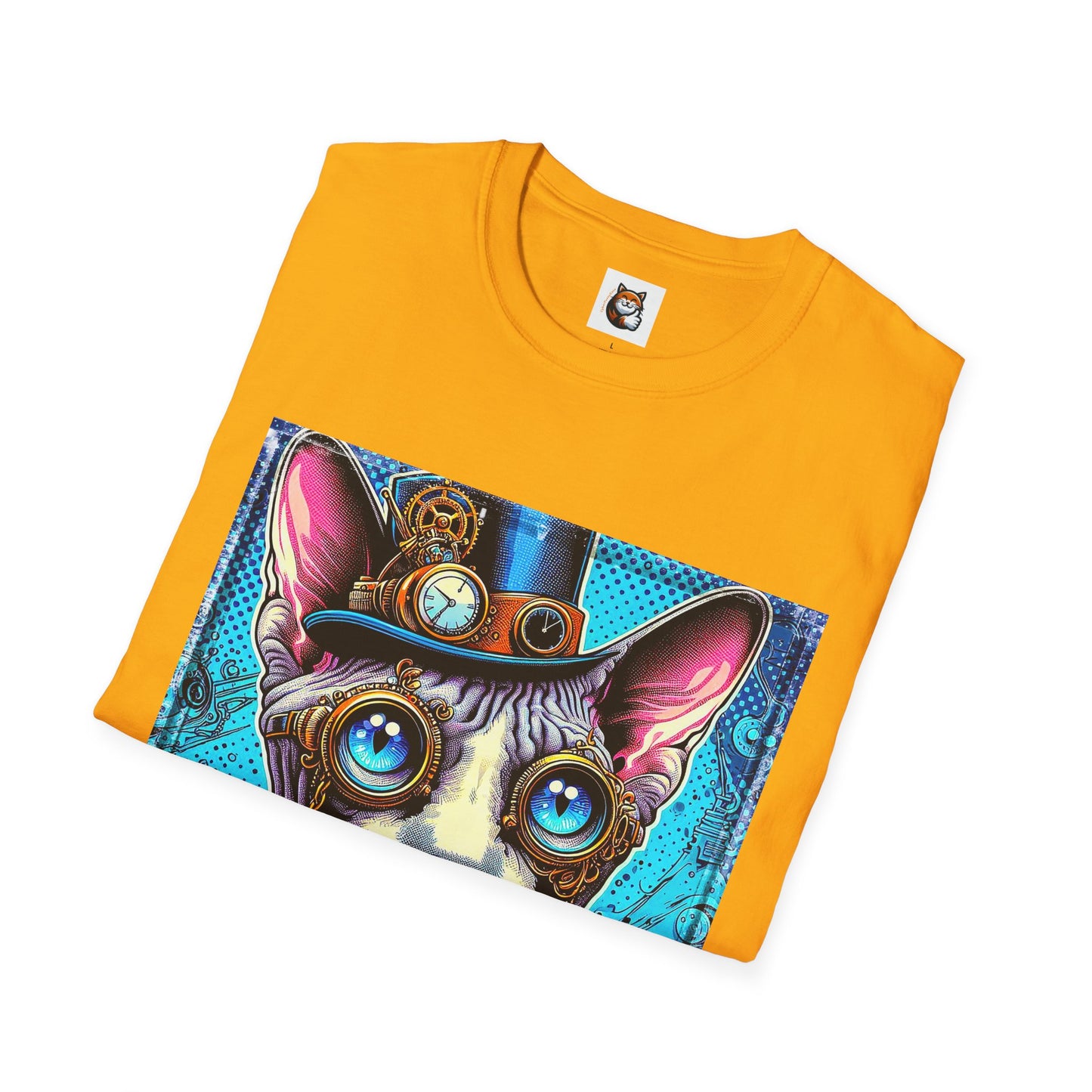 Devon Rex steam punk  Unisex Softstyle T-Shirt