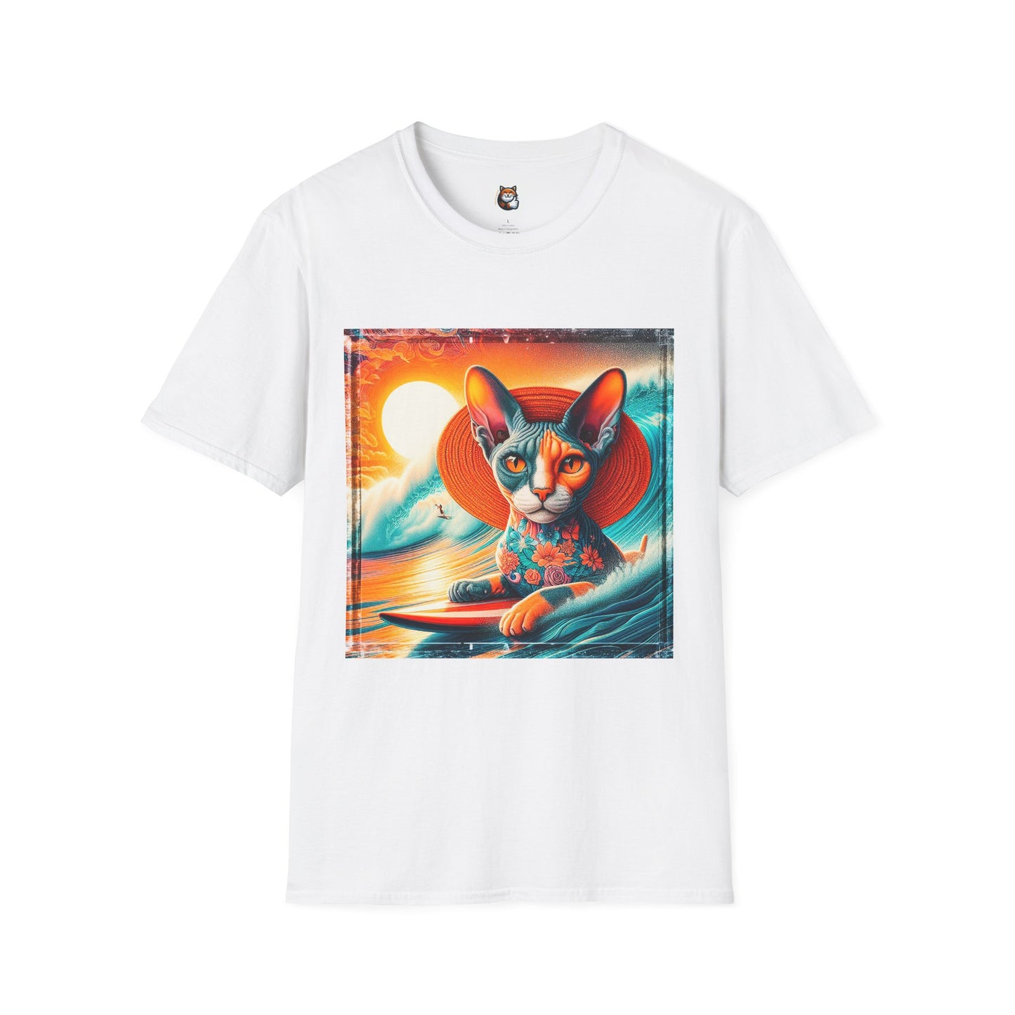 Devon Rex Cat hawaiian surfer Softstyle T-Shirt