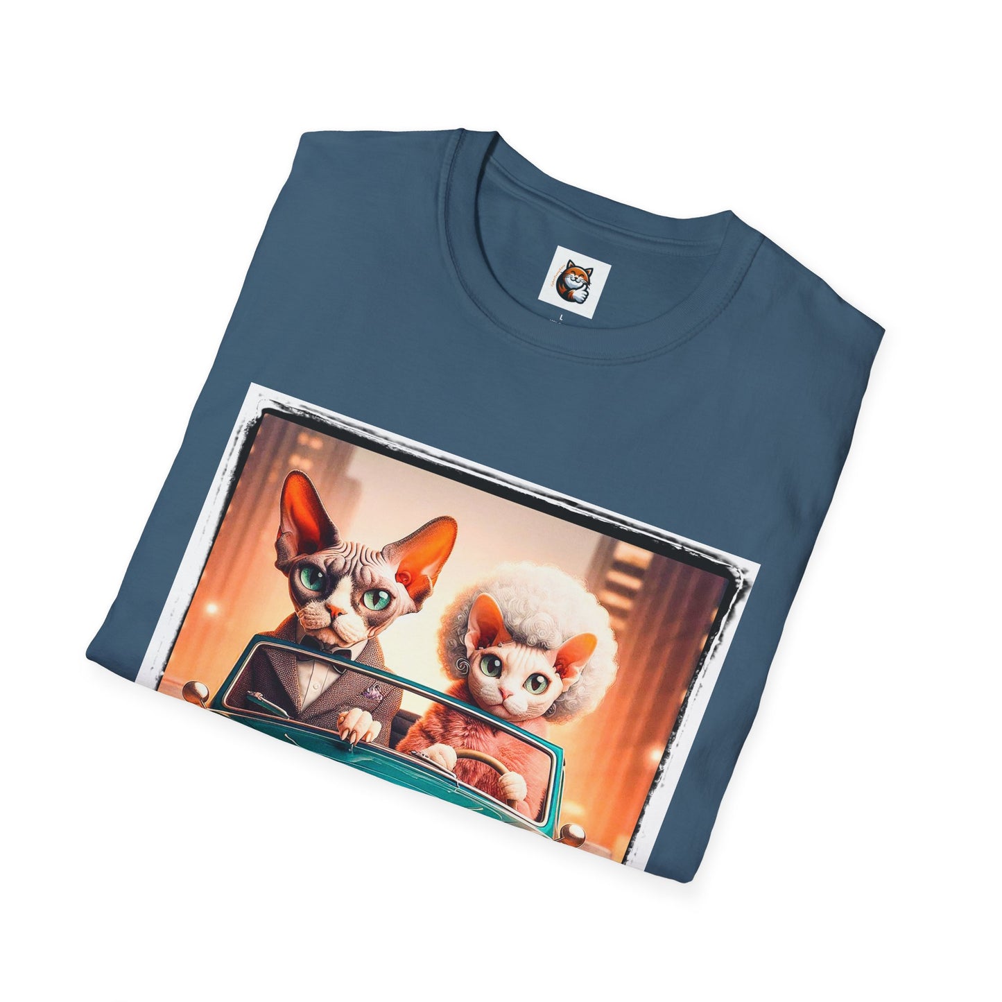 Wacky  Devon Rex car fun Unisex Softstyle T-Shirt