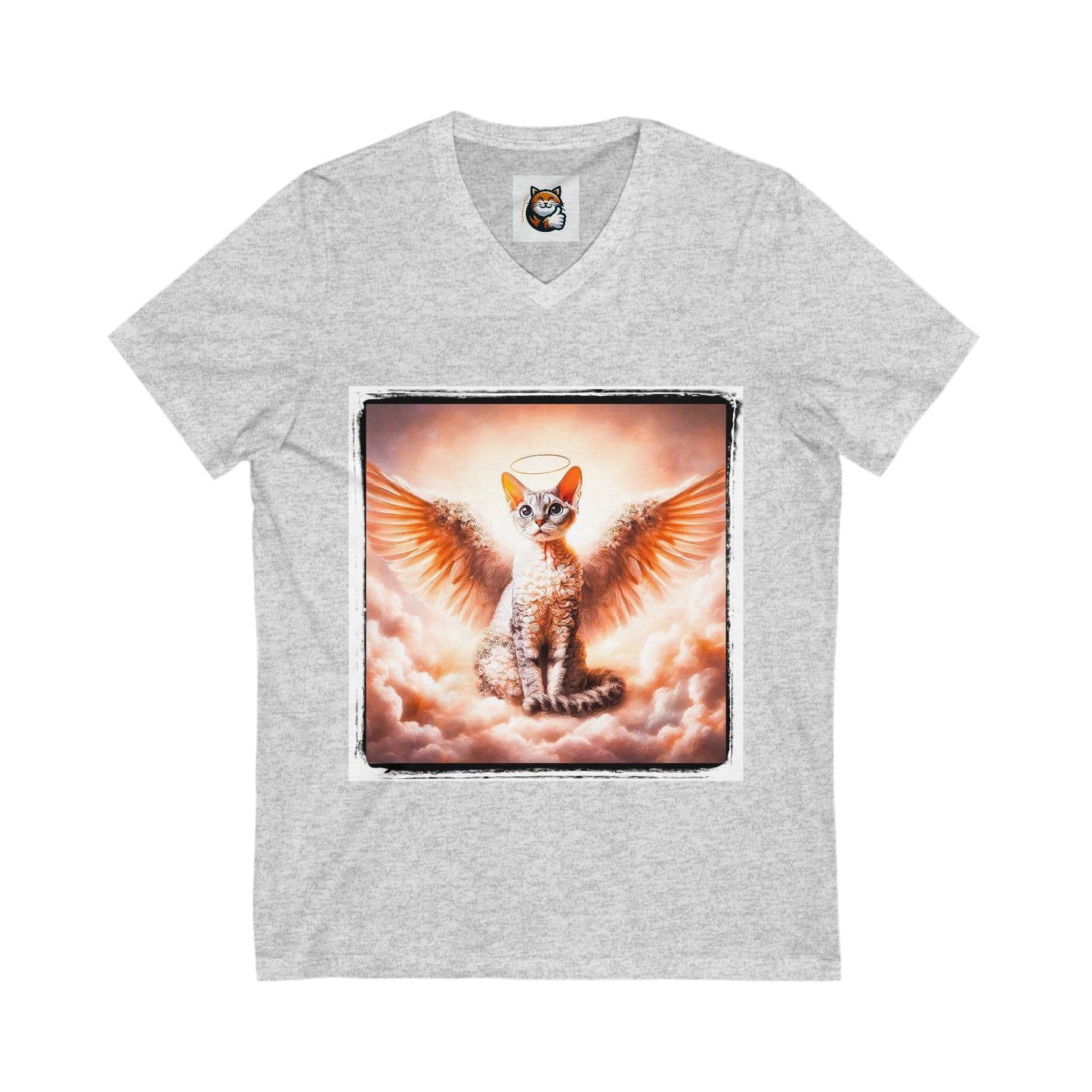Devon Rex heaven Unisex Jersey Short Sleeve V-Neck Tee