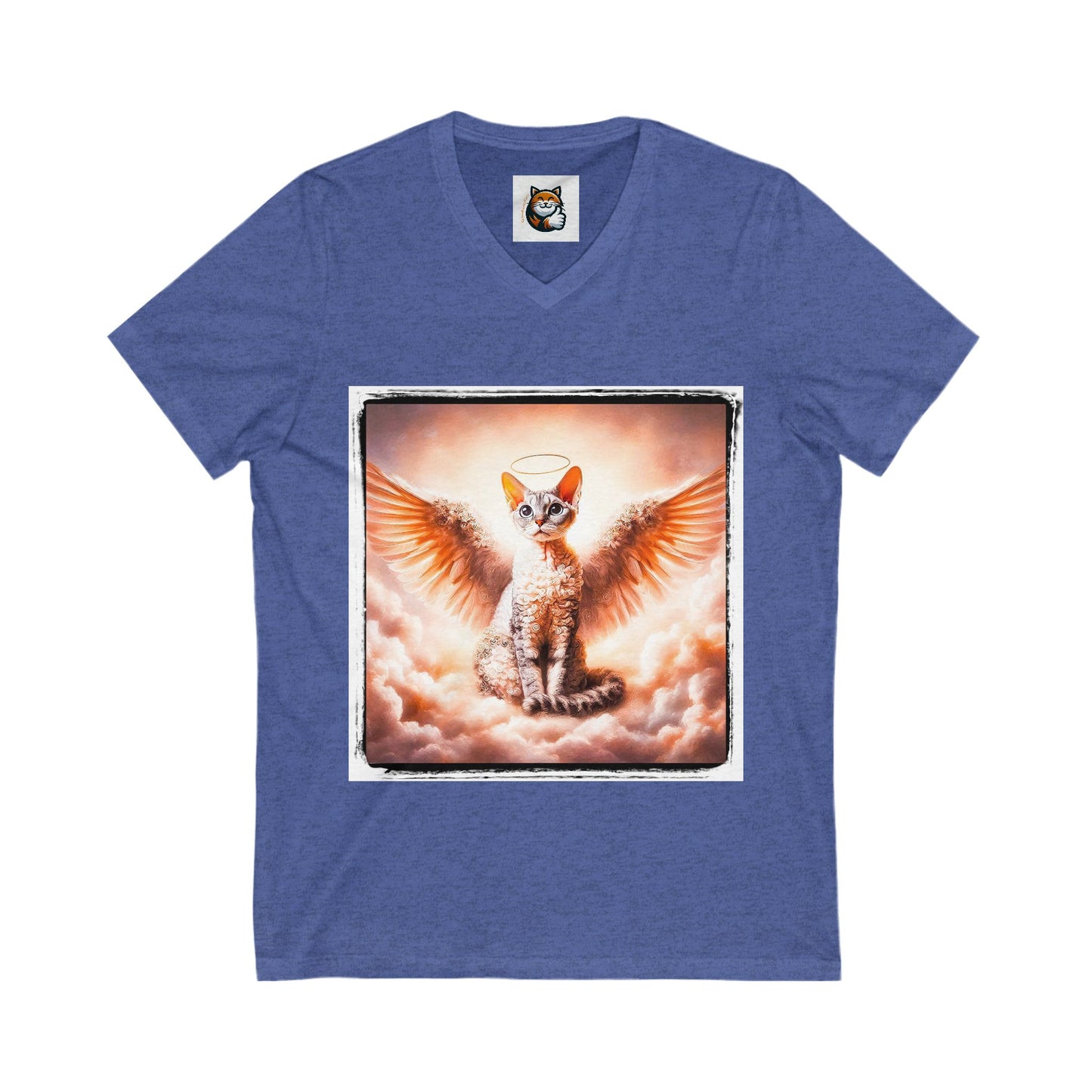 Devon Rex heaven Unisex Jersey Short Sleeve V-Neck Tee
