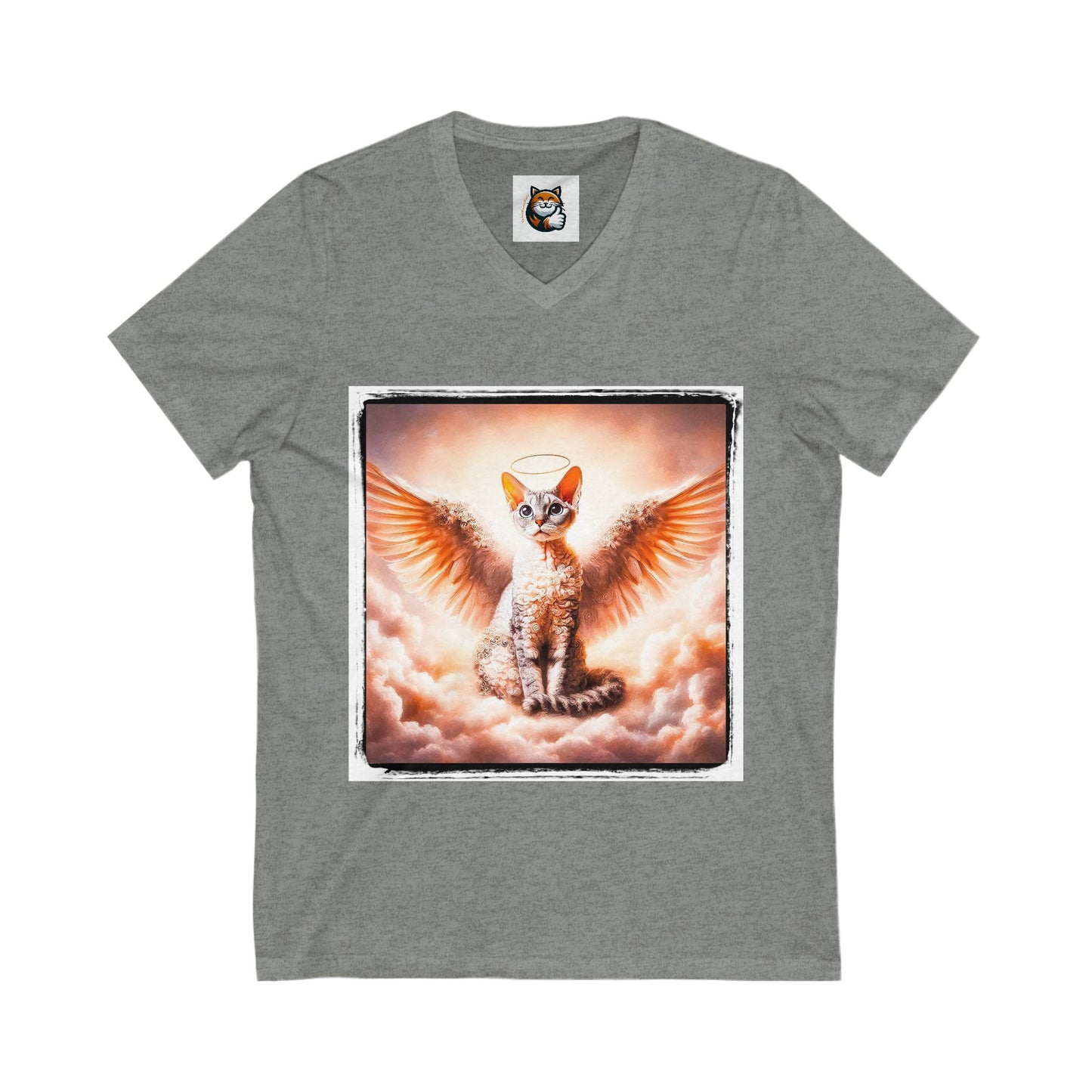 Devon Rex heaven Unisex Jersey Short Sleeve V-Neck Tee