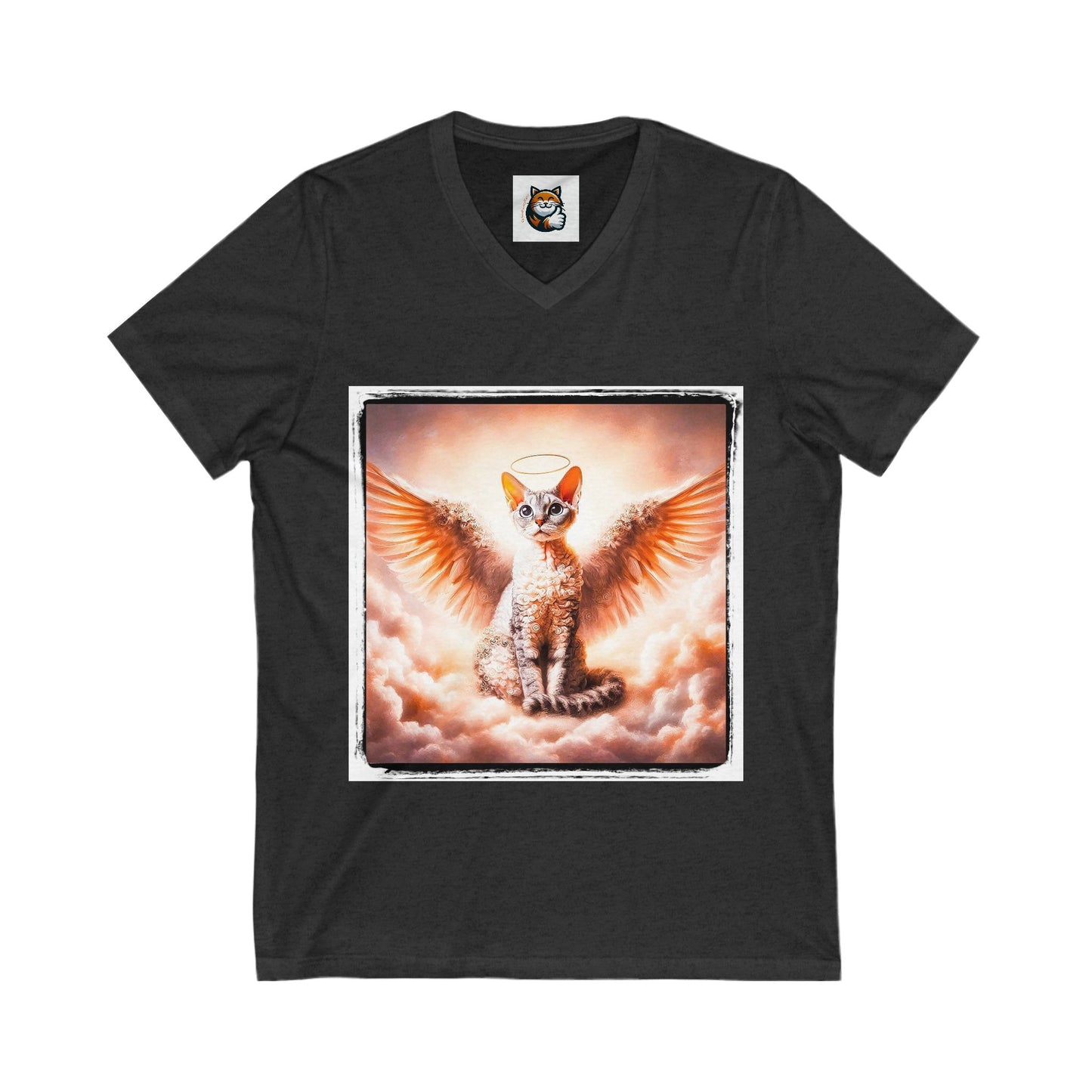 Devon Rex heaven Unisex Jersey Short Sleeve V-Neck Tee