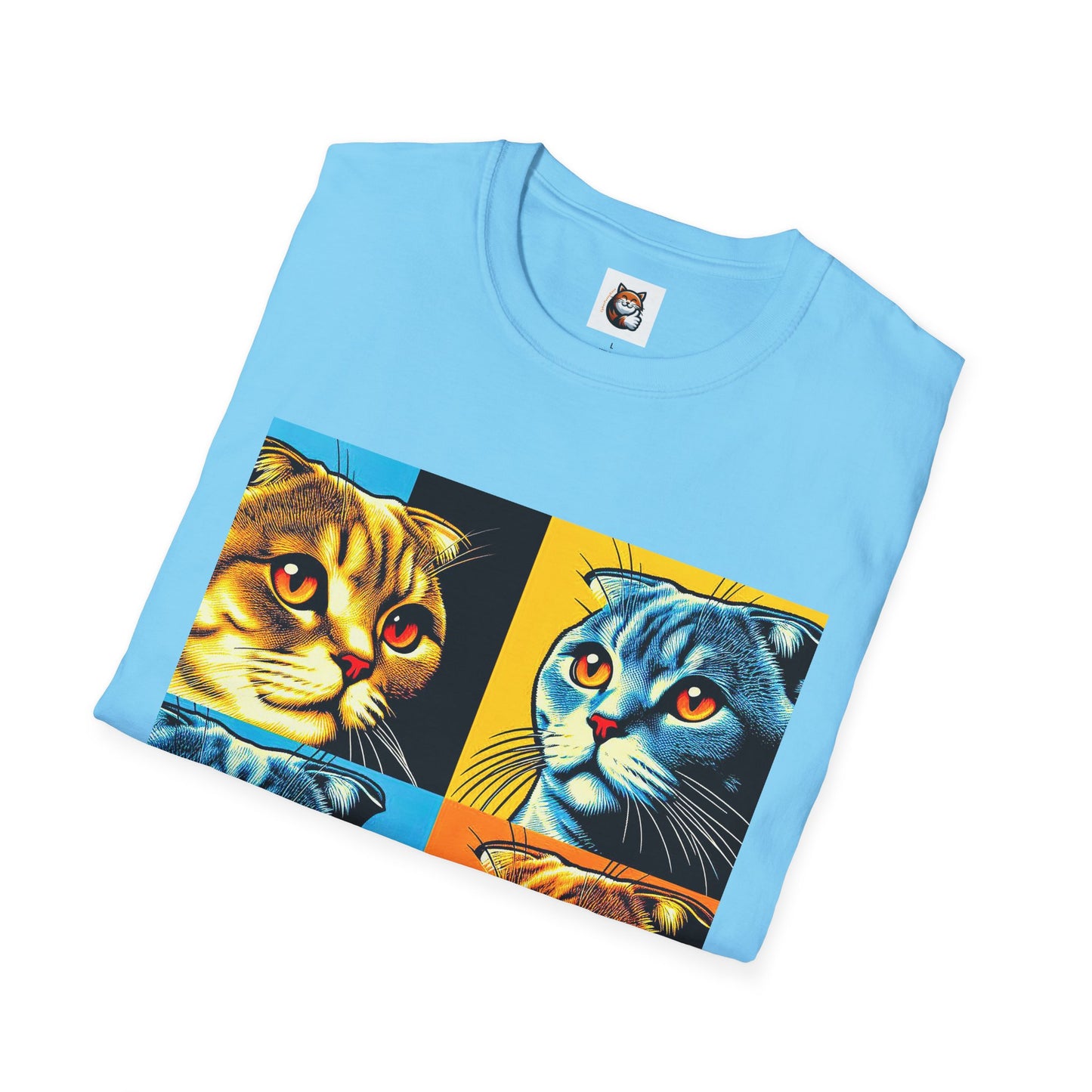 Scottish Fold Cat colorful squares  T-Shirt