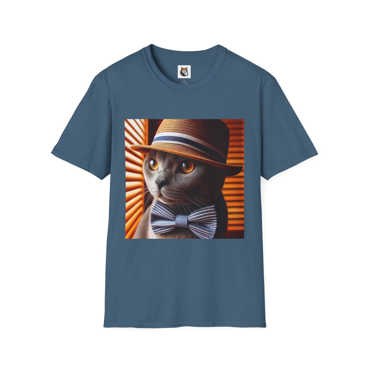 Russian Blue Cat hat and bow tie  T-Shirt