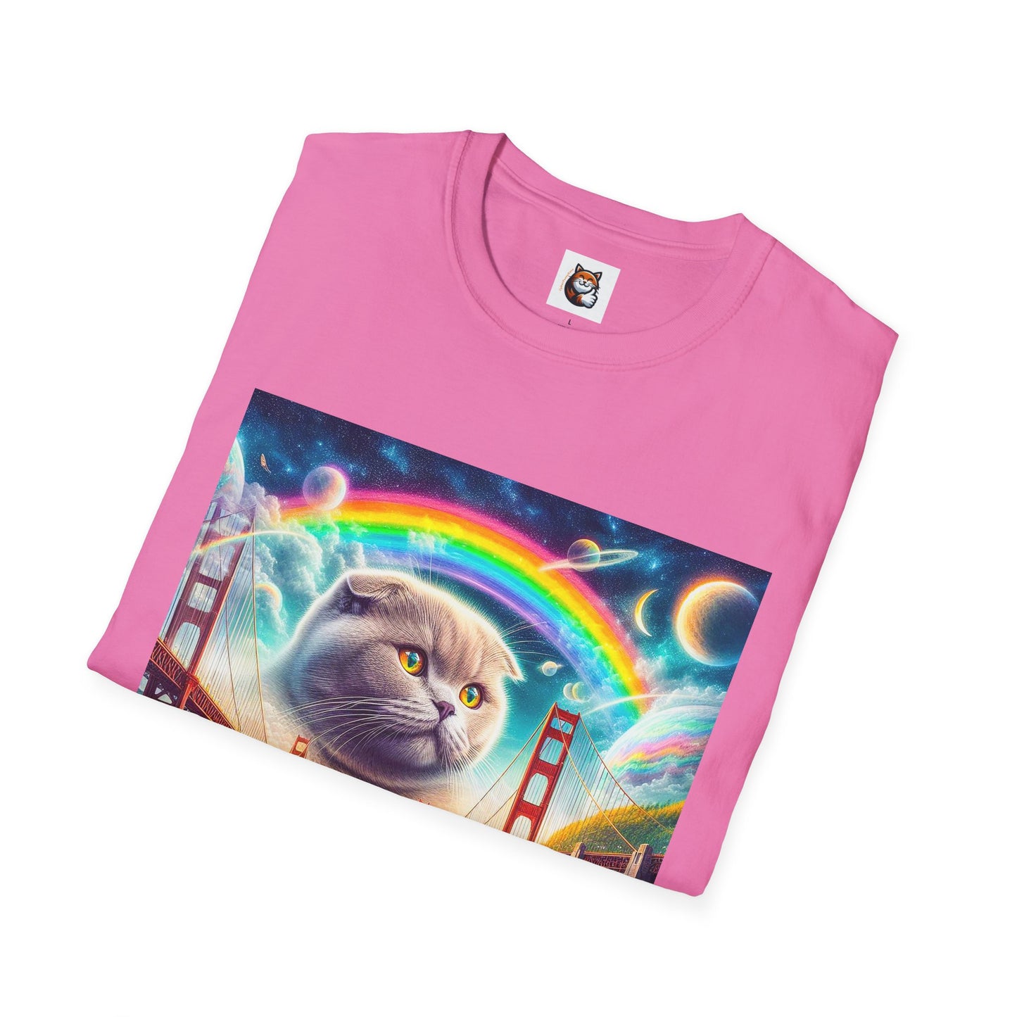 Scottish Fold Cat pretty rainbow  T-Shirt