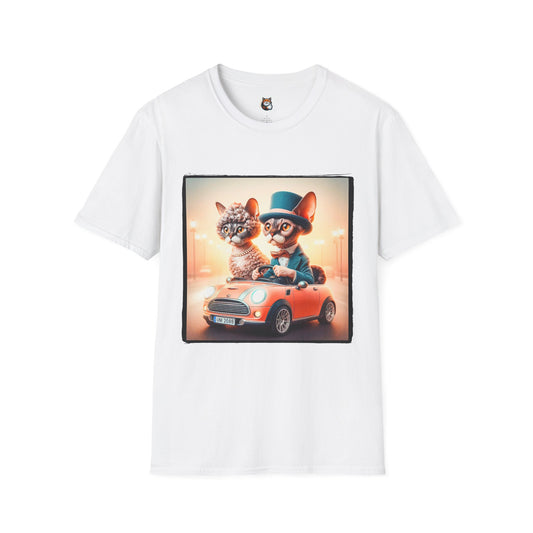 Wacky  Devon Rex tiny couple  Unisex Softstyle T-Shirt
