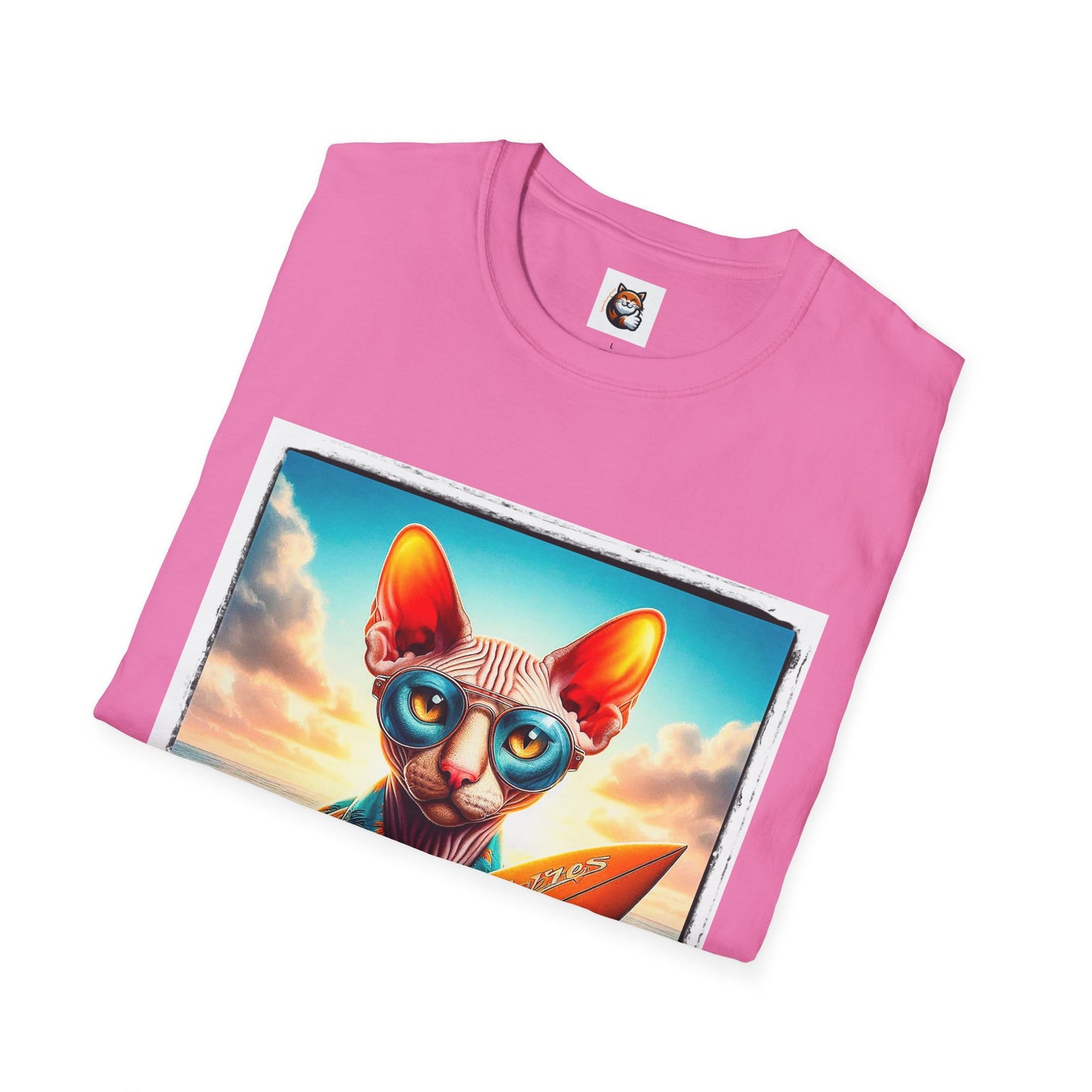 Cornish Rex Cat beach surfer  T-Shirt