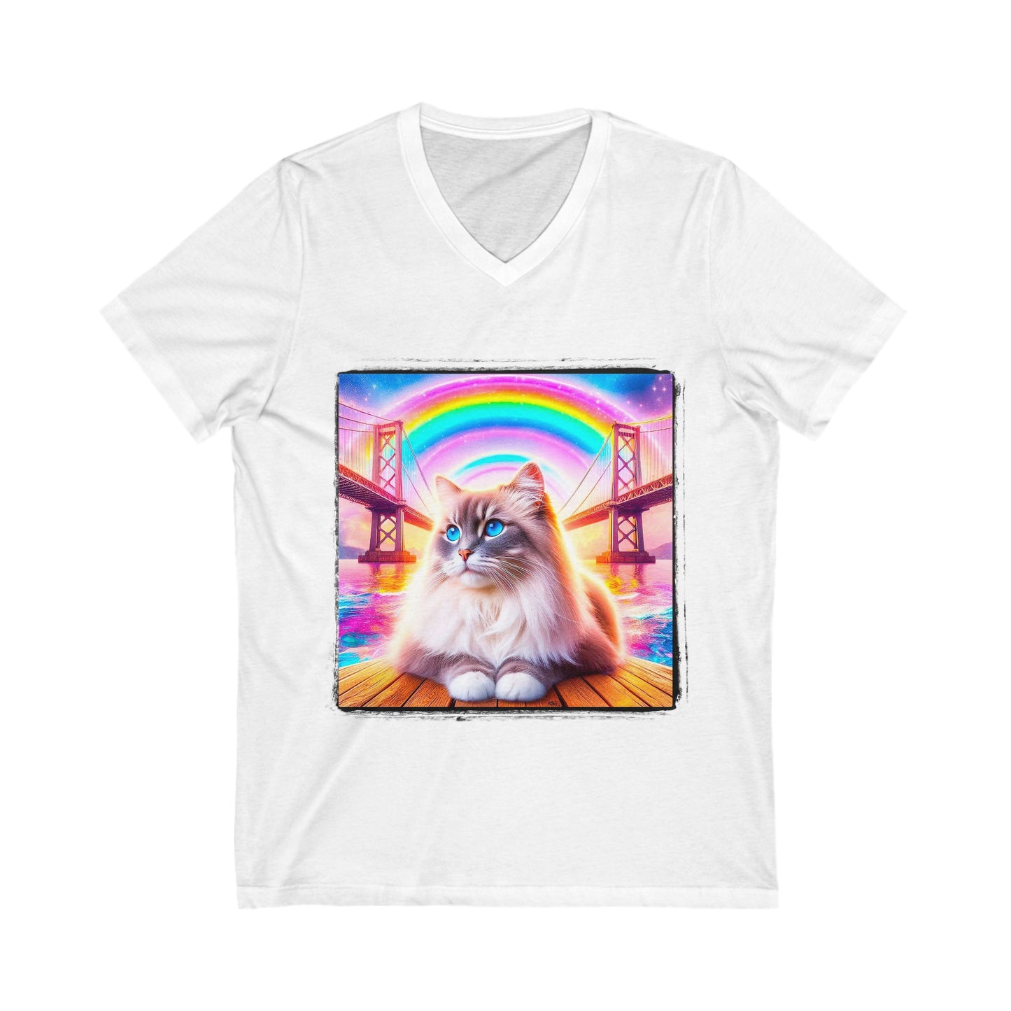 Ragdoll Cat Unisex Jersey Short Sleeve V-Neck Tee